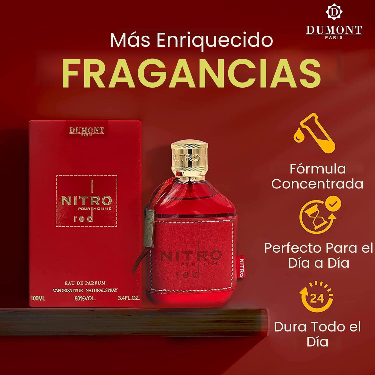 PERFUME DUMONT NITRO RED EAU DE PARFUM 3.4 FL OZ PARA HOMBRE - 2
