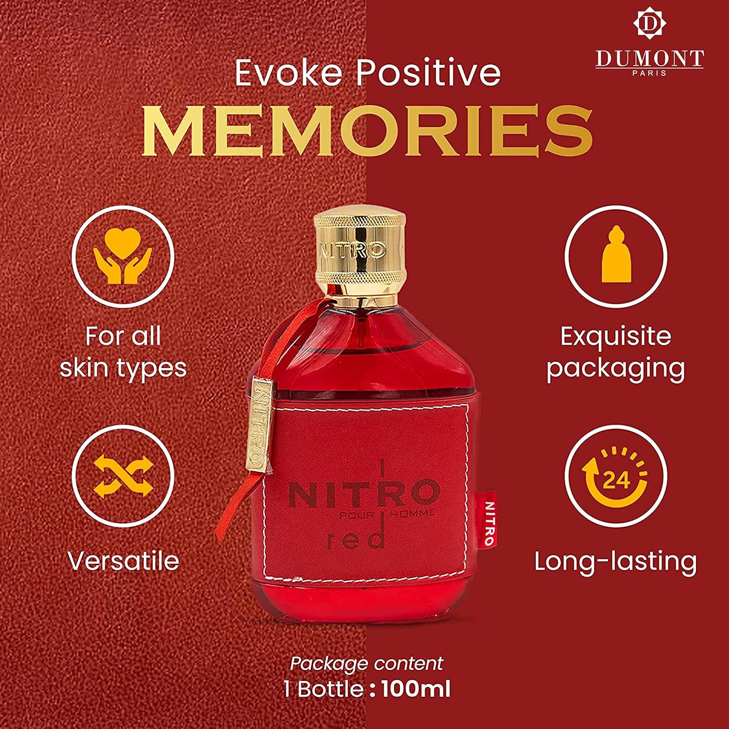 PERFUME DUMONT NITRO RED EAU DE PARFUM 3.4 FL OZ PARA HOMBRE - 3