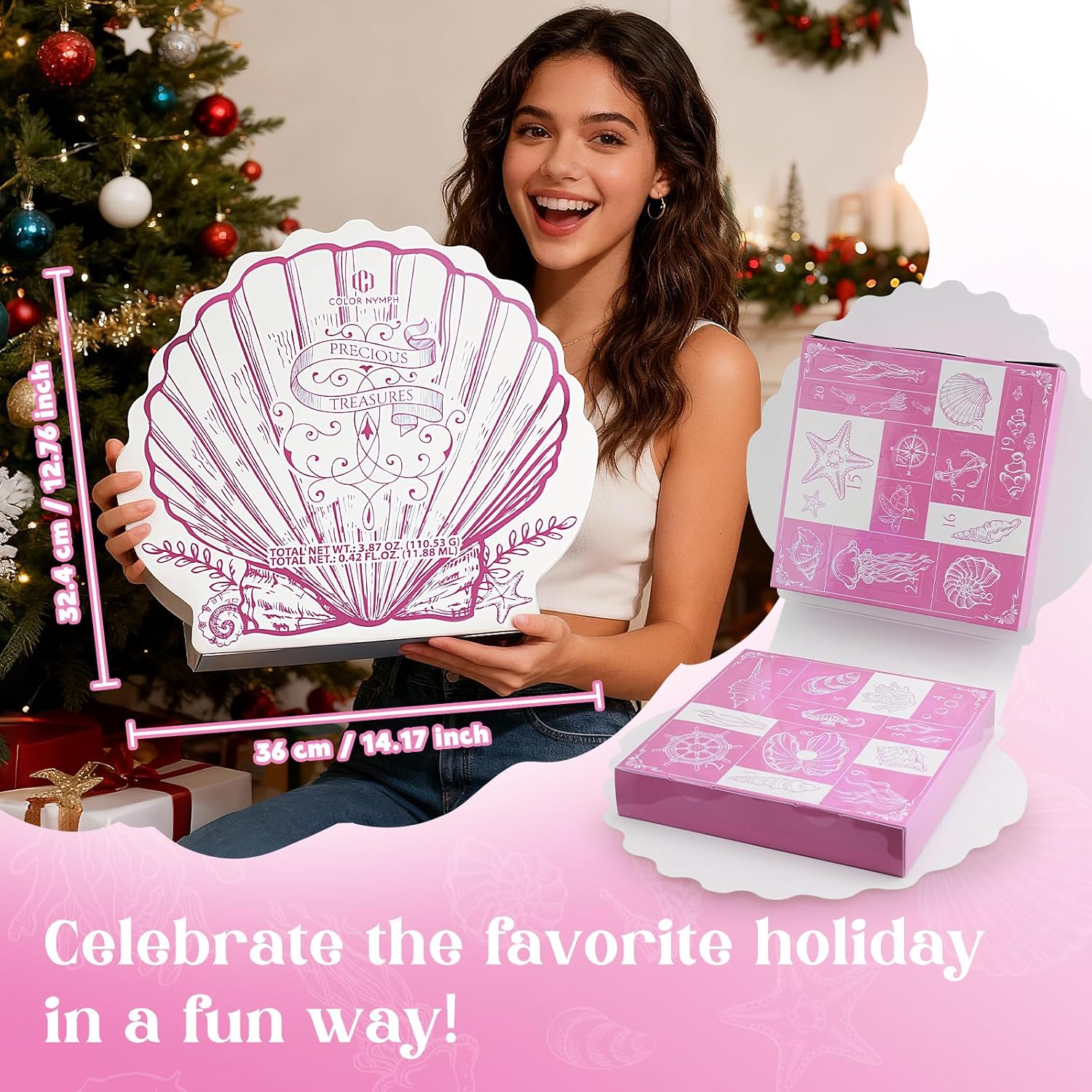 SET DE MAQUILLAJE CALENDARIO ADVIENTO COLOR NYMPH 24 DÍAS ROSA - 3