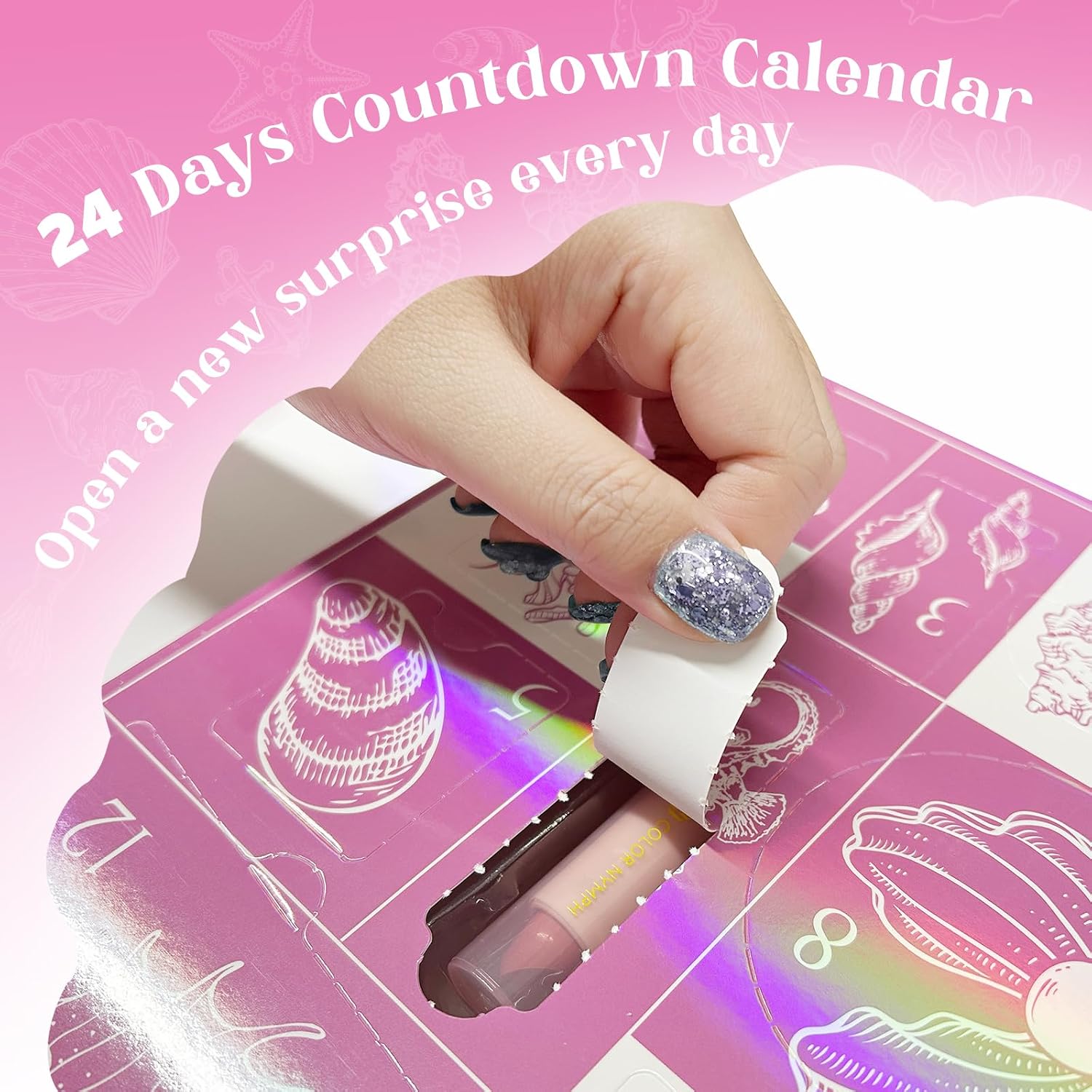 SET DE MAQUILLAJE CALENDARIO ADVIENTO COLOR NYMPH 24 DÍAS ROSA - 4