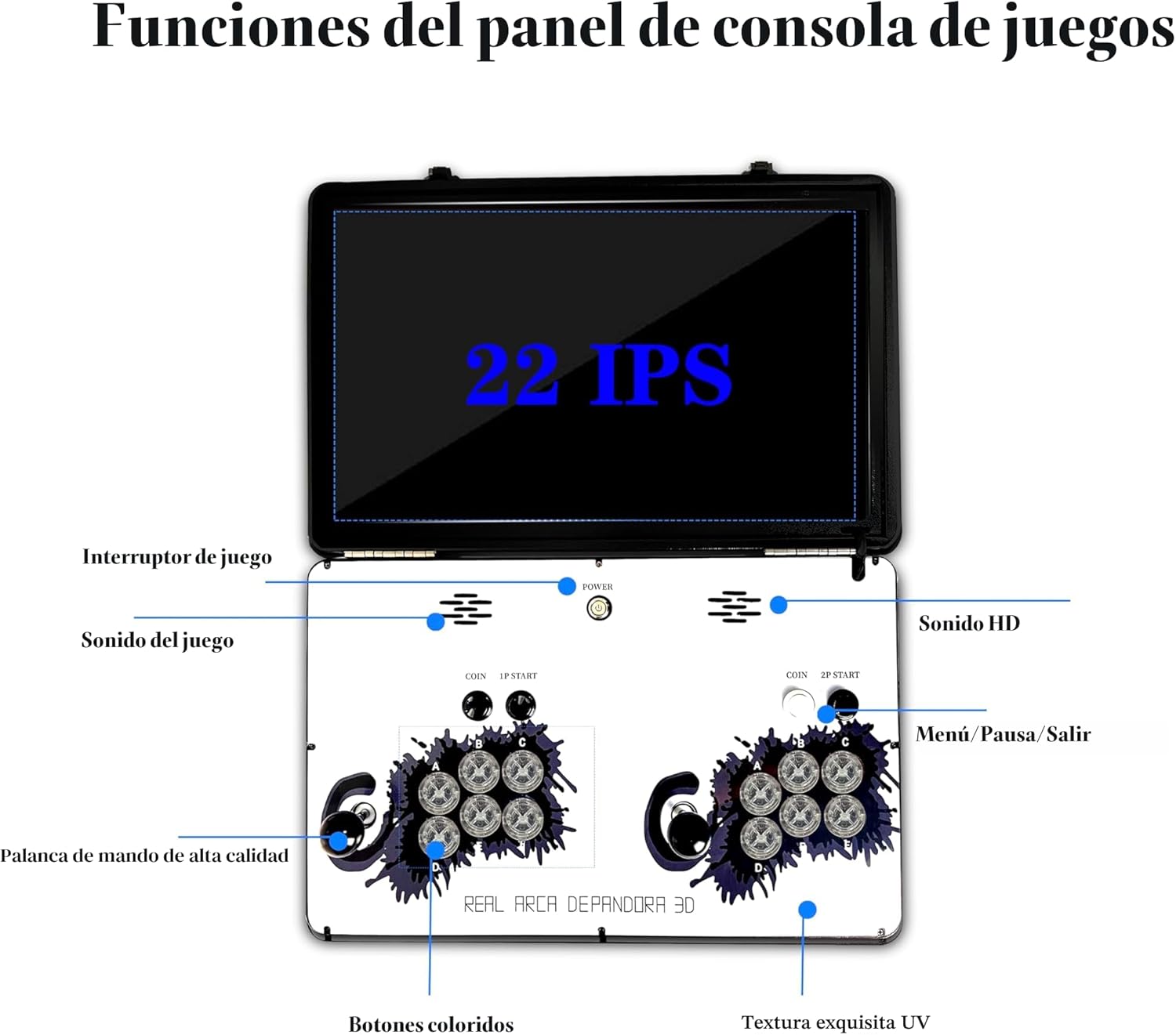 CONSOLA ARCADE PORTÁTIL WYGAMING 20000 EN 1 PANTALLA 22 PULGADAS METAL - 5