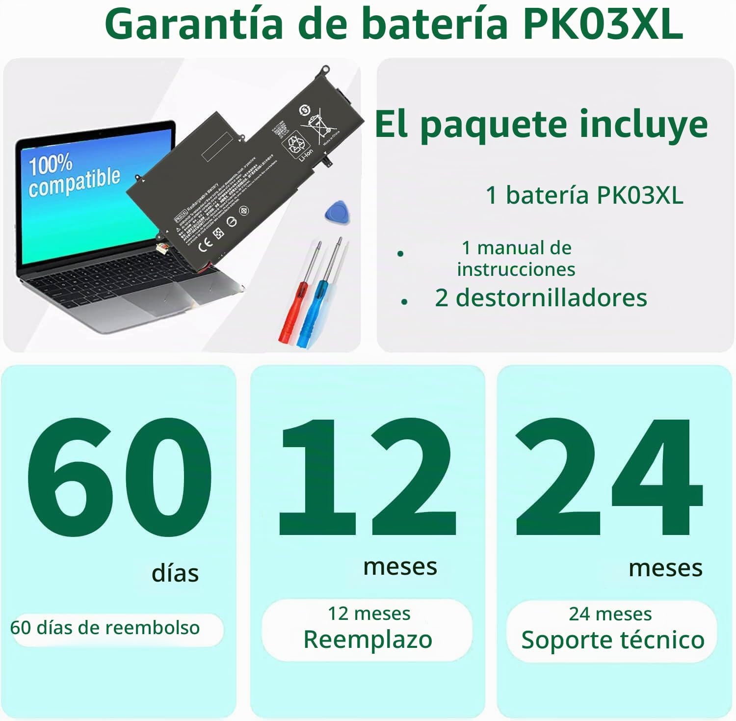 BATERÍA PK03XL 56WH PARA HP SPECTRE X360 13-4000 SERIES - 5