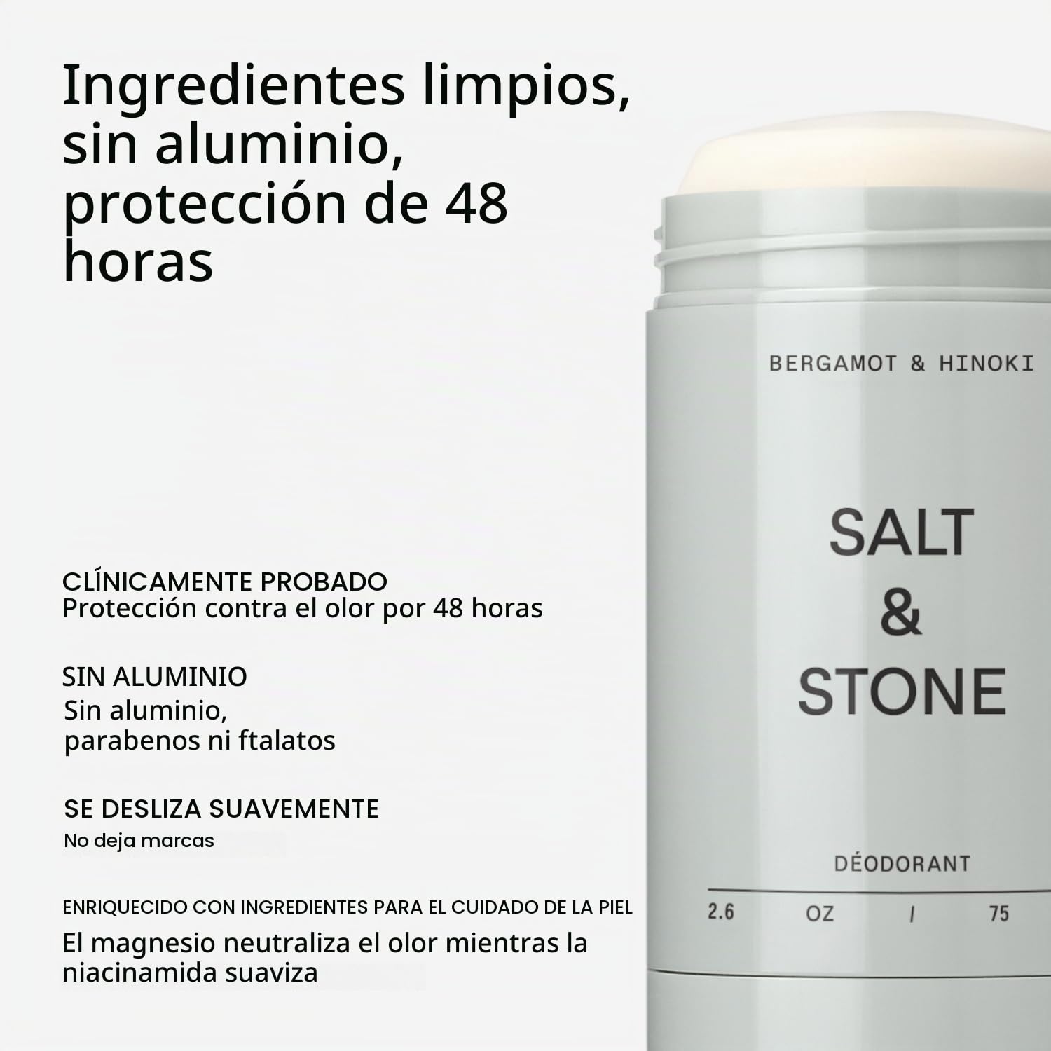 DESODORANTE SALT Y STONE SIN ALUMINIO BERGAMOTA E HINOKI 73 G - 2