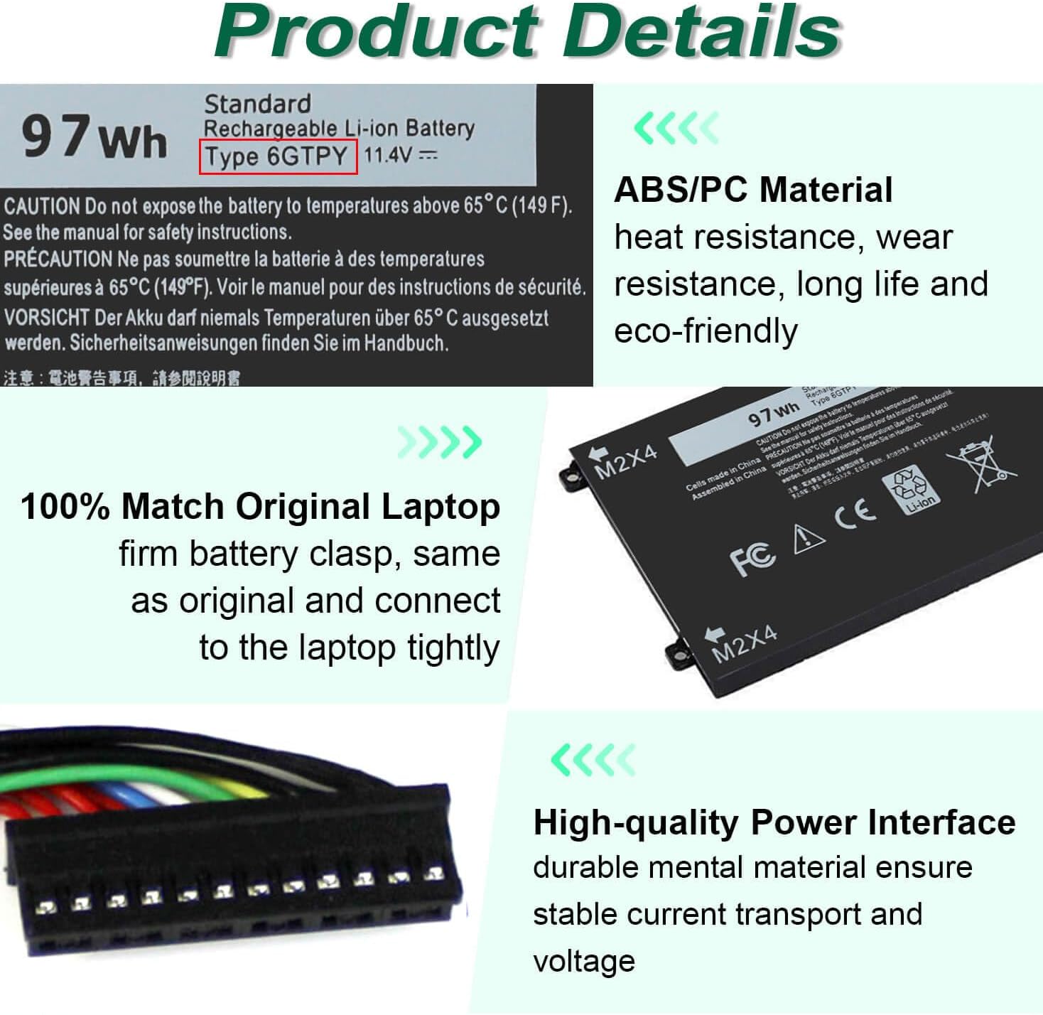 BATERÍA 97WH 6GTPY PARA DELL XPS 15 9560 9570 7590 Y PRECISION 5510 5520 - 4