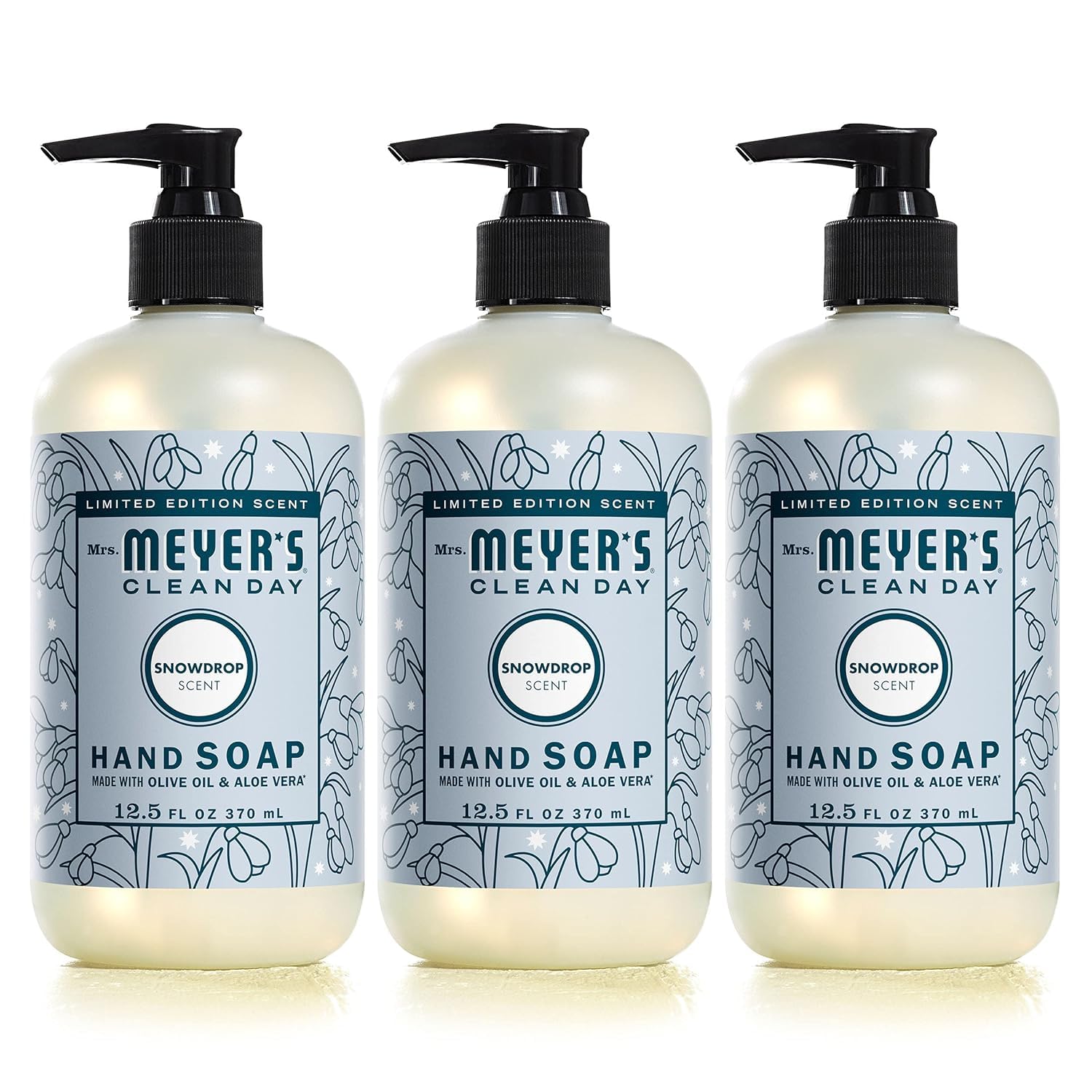 JABÓN LÍQUIDO PARA MANOS MRS. MEYER'S CLEAN DAY SNOWDROP 12.5 FL OZ PACK 3 - 1