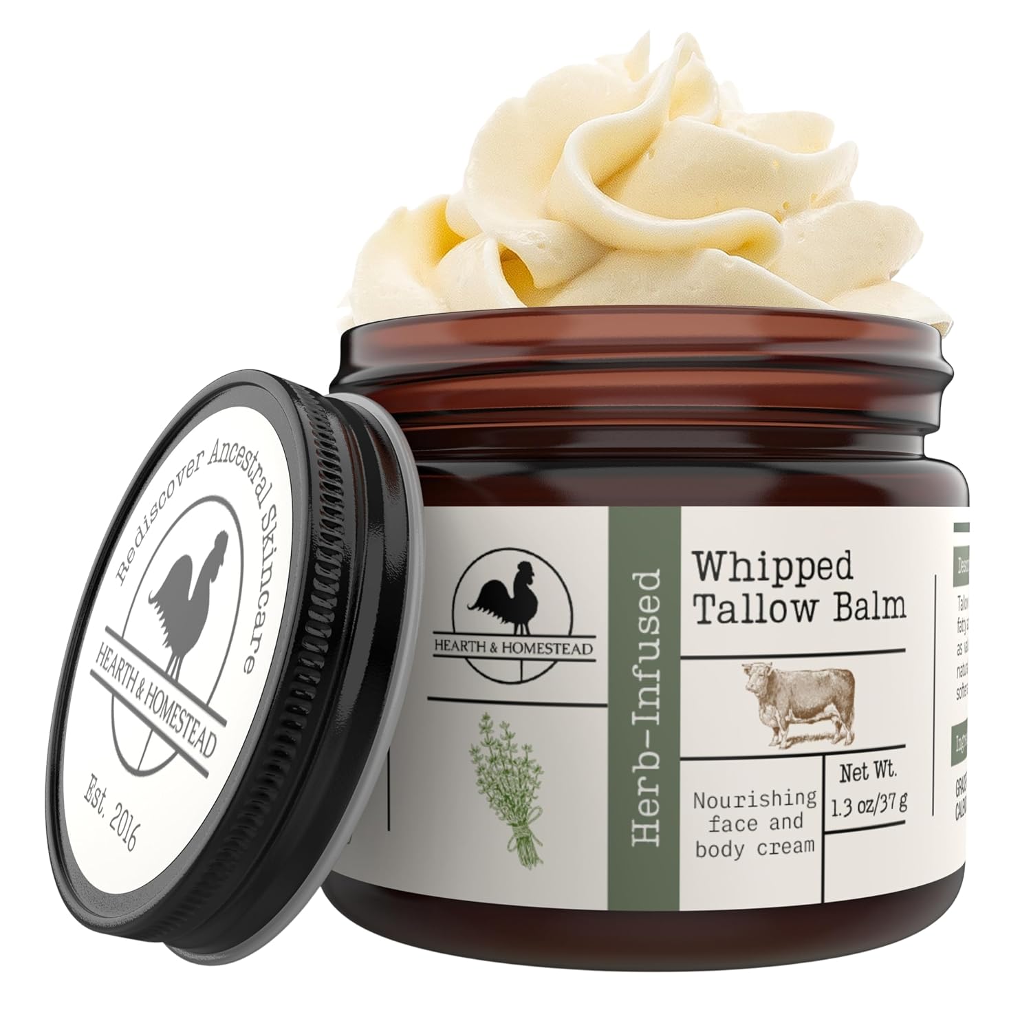 BÁLSAMO DE SEBO HEARTH AND HOMESTEAD PARA PIEL Y ROSTRO, SIN AROMA, 1.3 OZ - 1