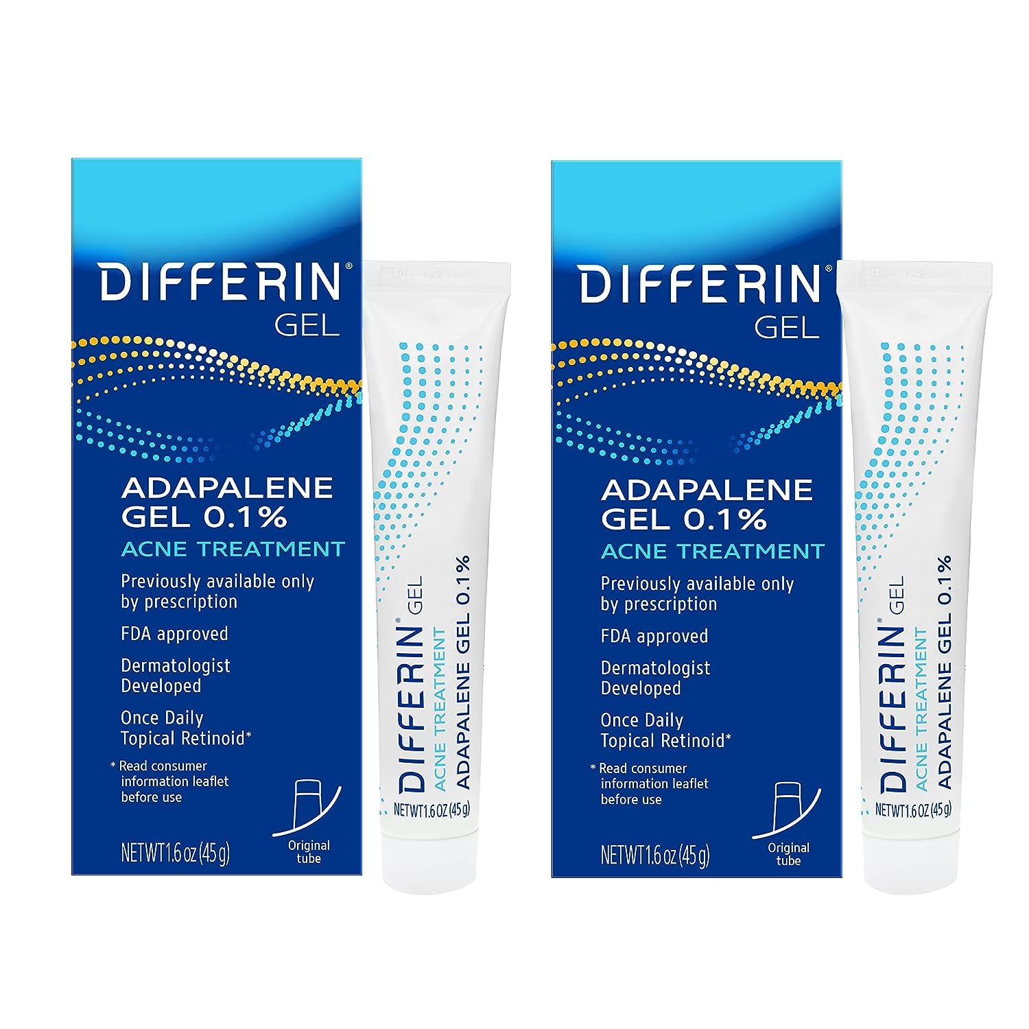 GEL TRATAMIENTO ANTIACNÉ DIFFERIN ADAPALENO 0.1% 45G PACK 2 TUBOS - 1