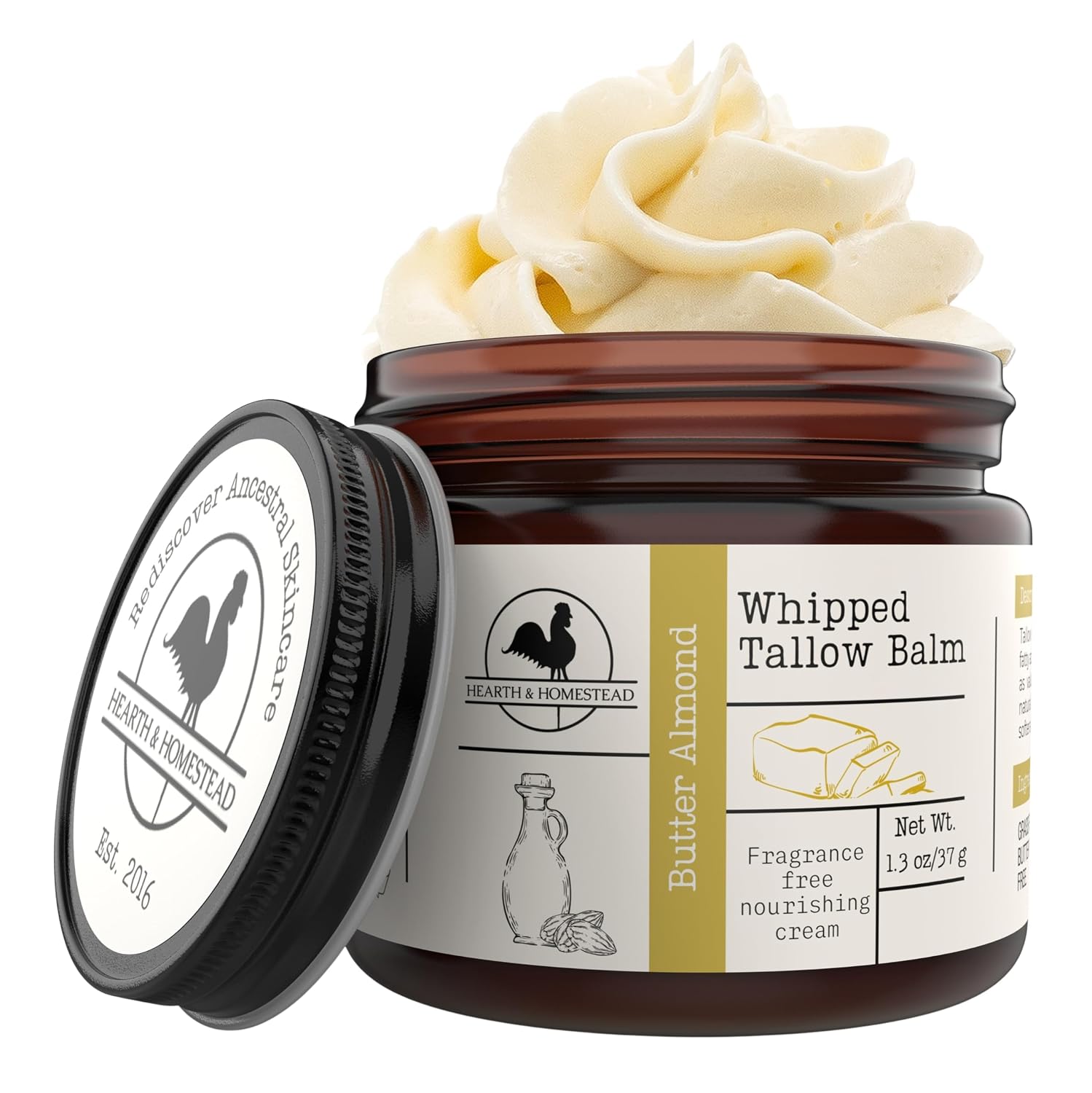BÁLSAMO DE SEBO HEARTH AND HOMESTEAD PARA PIEL Y ROSTRO, AROMA ALMENDRA Y MANTEQUILLA 1.3 OZ - 1