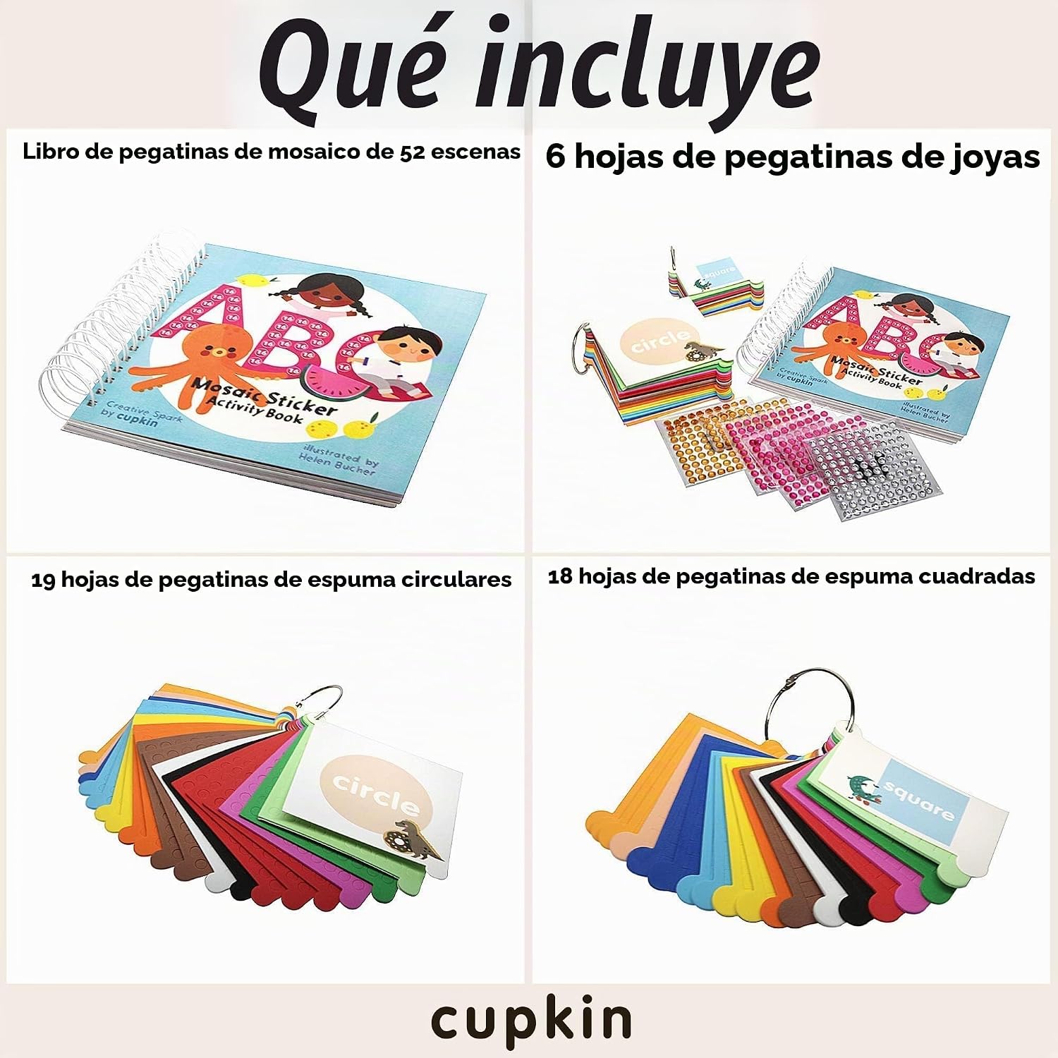 LIBRO DE STICKERS CUPKIN MOSAIC ABC ACTIVITY BOOK 52 PÁGINAS 3000+ STICKERS - 3
