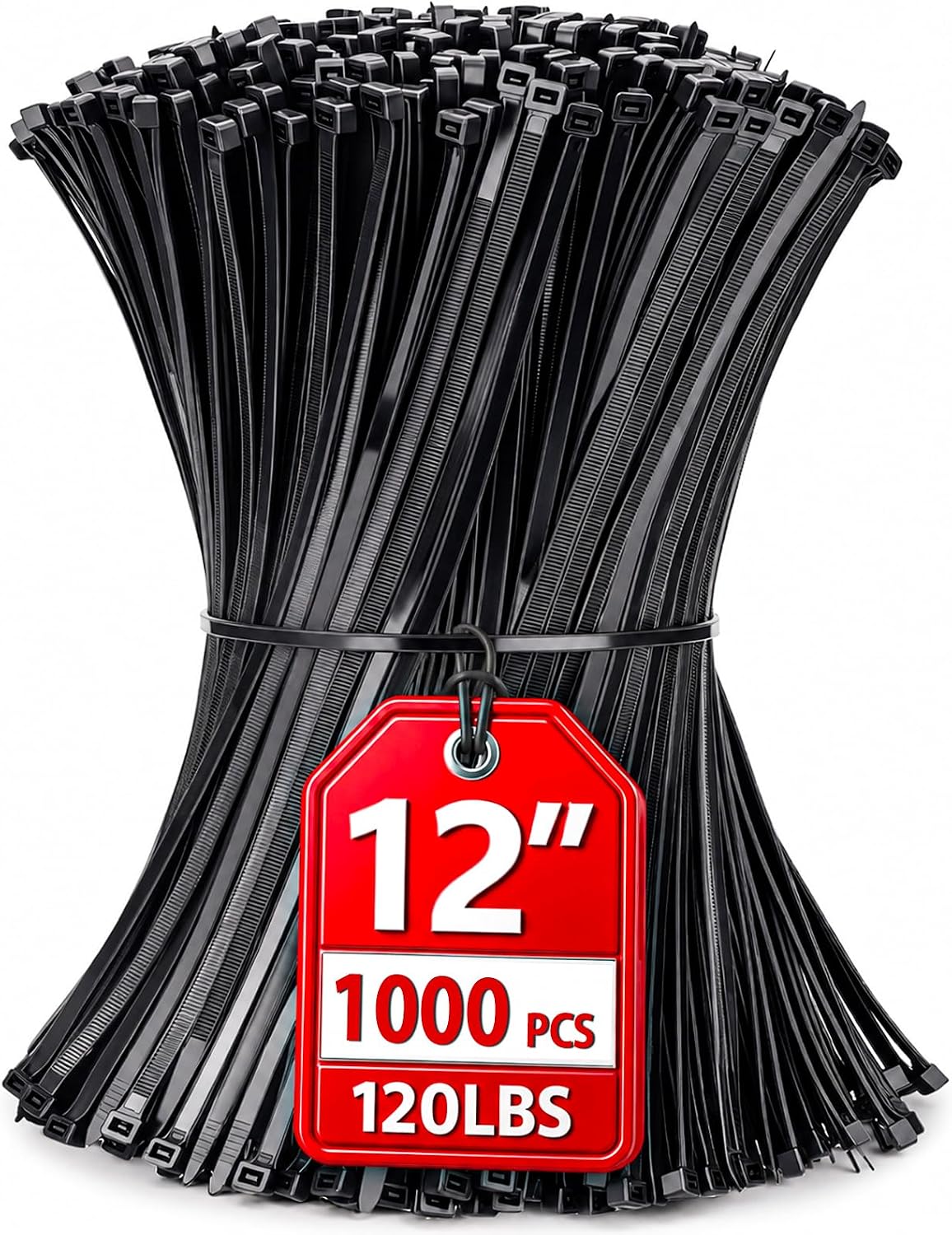 AMARRACABLES NYLON 12 PULGADAS 1000 UNIDADES NEGRO RESISTENCIA 120 LBS - 1