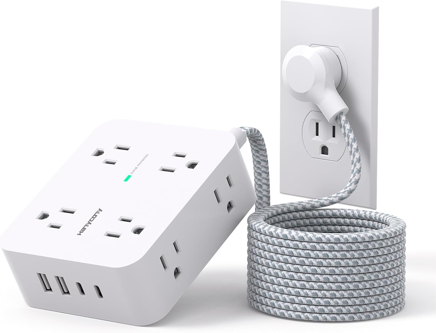 REGLETA DE EXTENSIÓN HANYCONY 25 PIES CON PROTECCIÓN DE SOBRETENSIÓN Y PUERTOS USB - 1