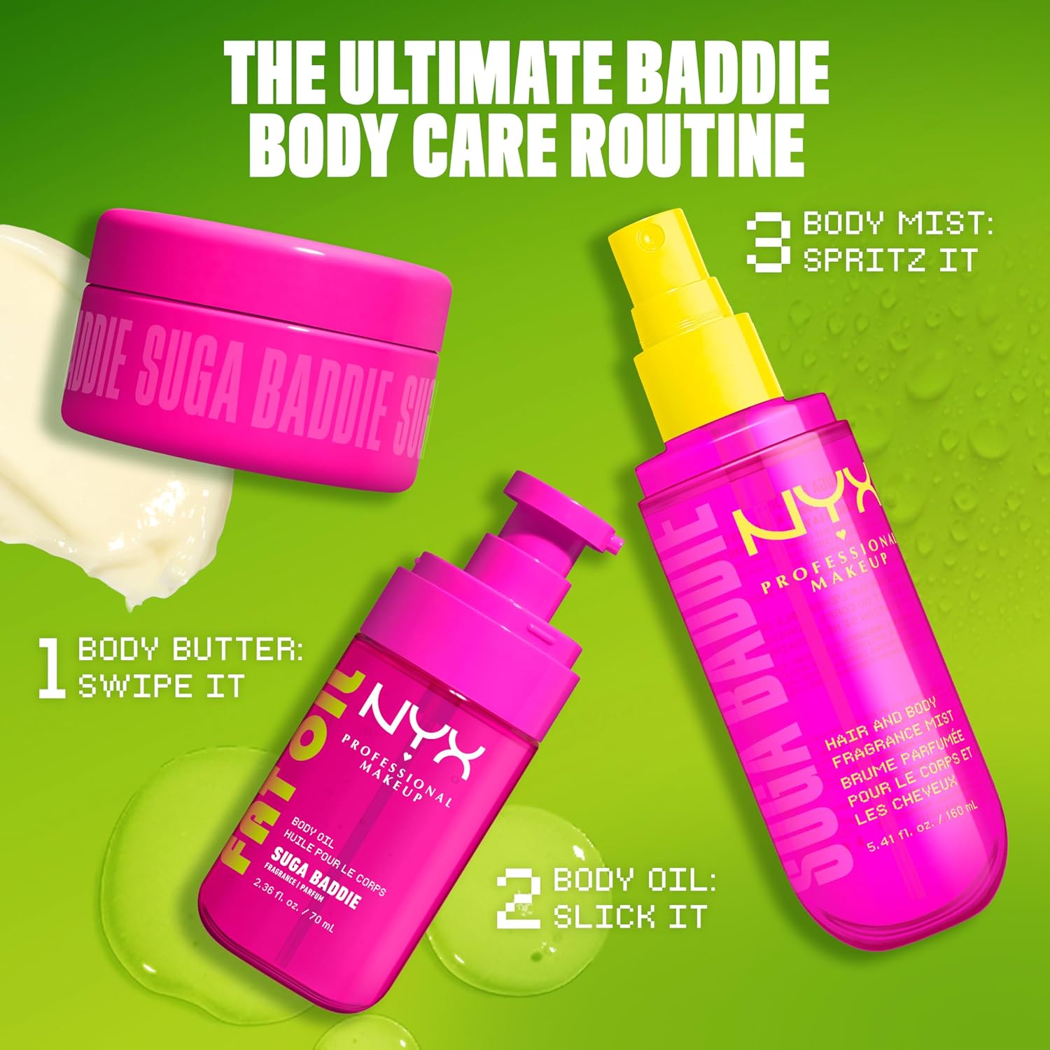 NYX PROFESSIONAL MAKEUP FAT OIL FRAGRANCE MIST SUGA BADDIE VAINILLA Y CREMA BATIDA 80ML - 4