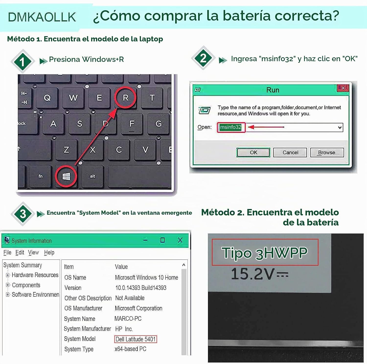 BATERÍA DE REEMPLAZO 68WH 3HWPP PARA DELL LATITUDE 5410 5510 5501 5401 5411 - 3