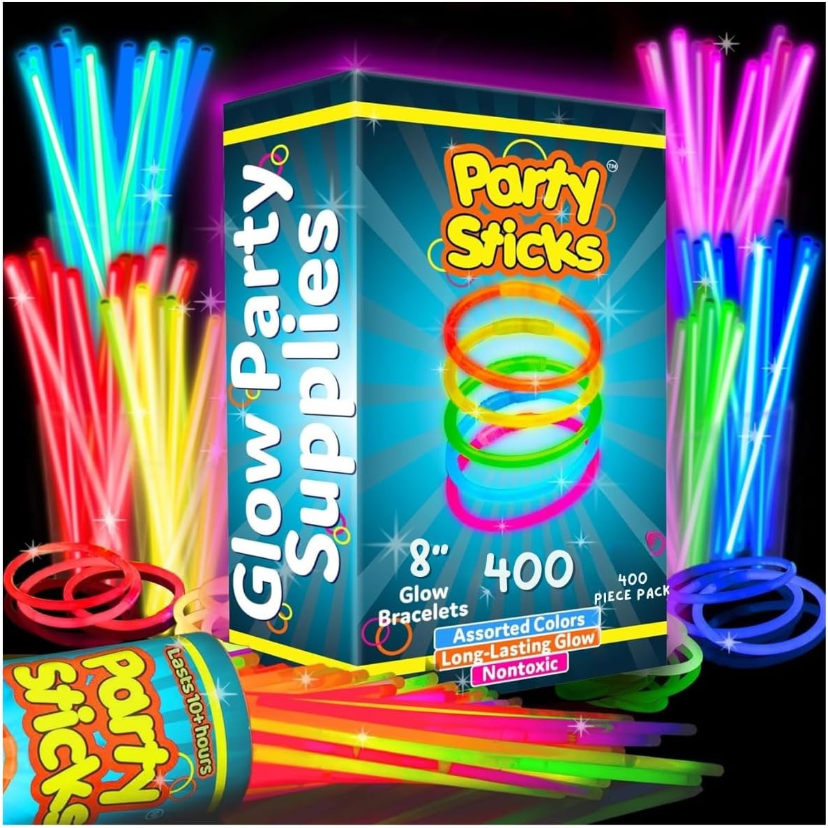 PULSERAS Y COLLARES LUMINOSOS PARTYSTICKS 400 PIEZAS CON CONECTORES - 1
