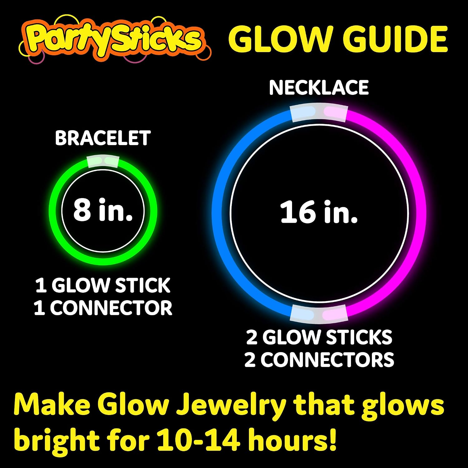 PULSERAS Y COLLARES LUMINOSOS PARTYSTICKS 400 PIEZAS CON CONECTORES - 4