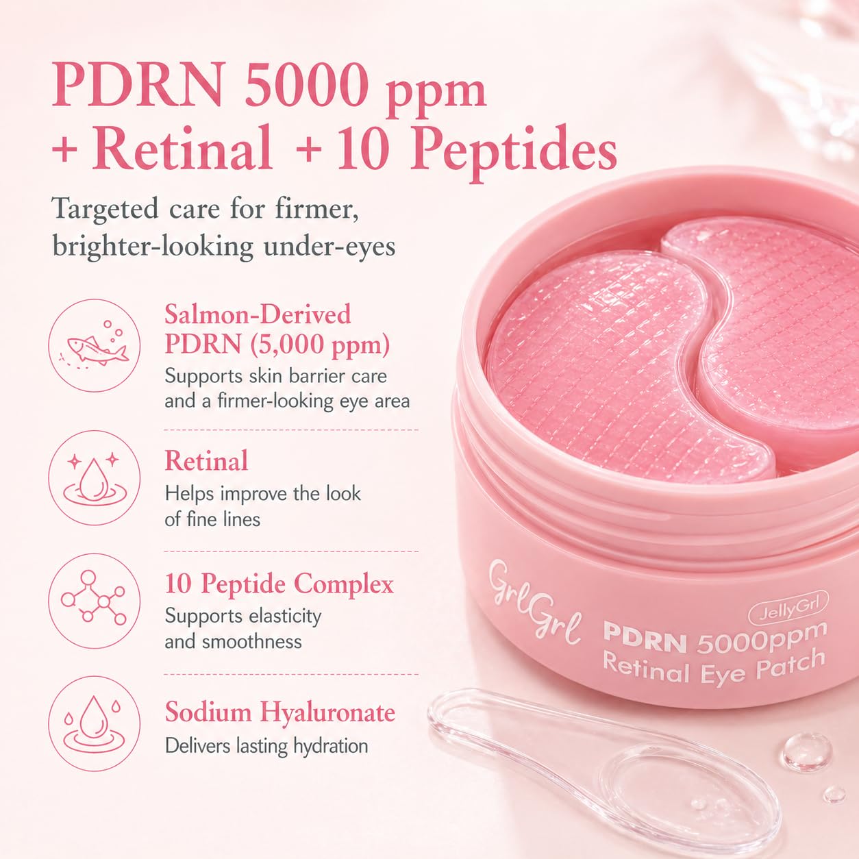MASCARILLA PARCHES CONTORNO DE OJOS PDRN 5000PPM CON RETINAL Y COMPLEJO DE 10 PÉPTIDOS 60 PIEZAS - 4