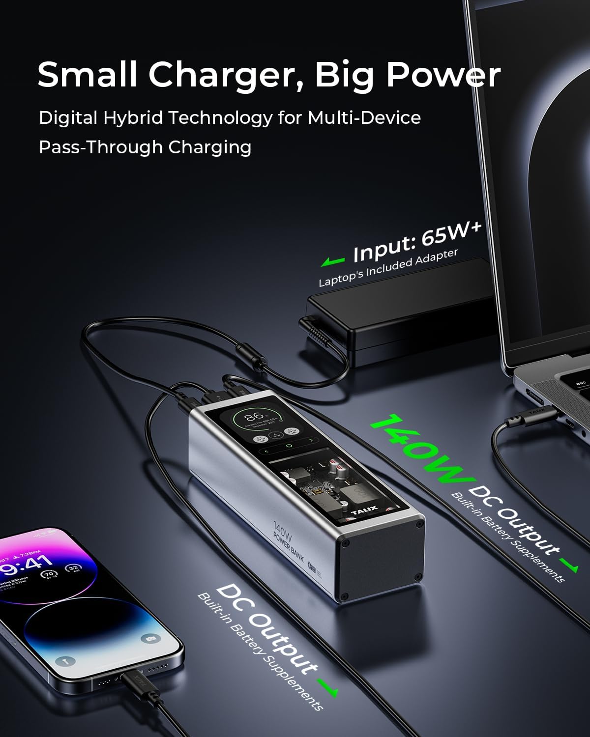BATERÍA EXTERNA TALIX 140W USB-C 20000MAH 3 PUERTOS - 5