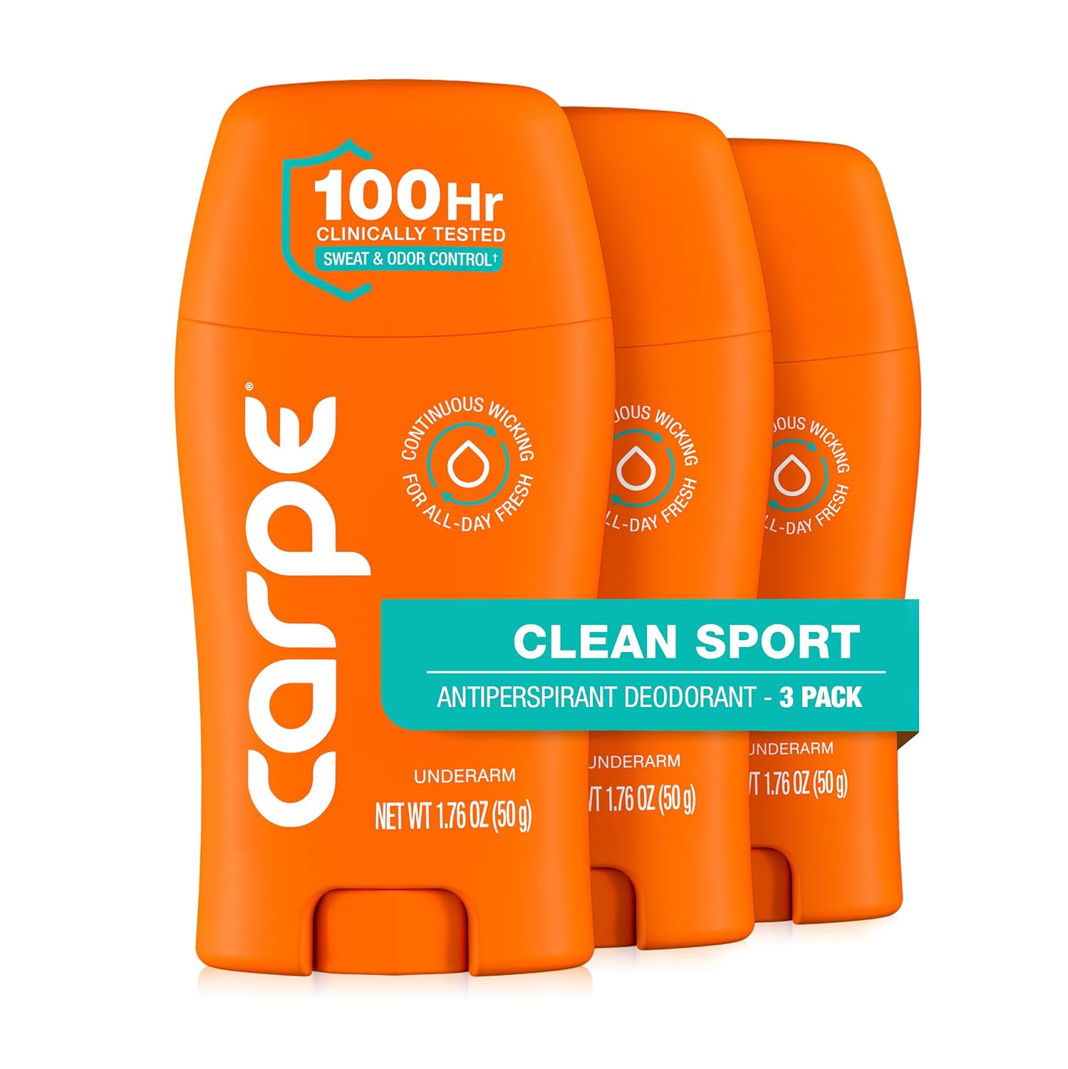 DESODORANTE ANTITRANSPIRANTE CARPE 100 HORAS CLEAN SPORT PACK 3 UNIDADES PARA HOMBRE - 1