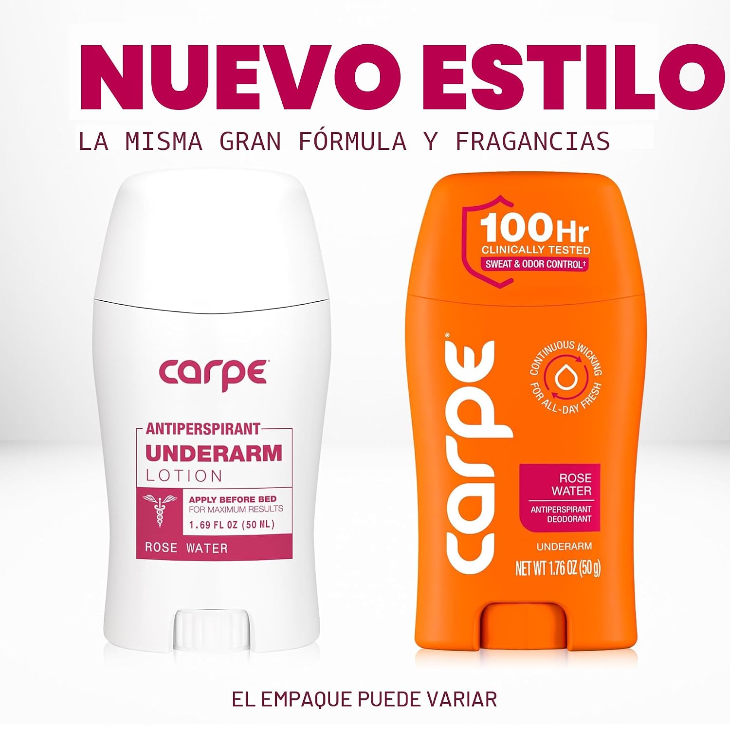 DESODORANTE ANTITRANSPIRANTE CARPE 100 HORAS PARA MUJER AGUA DE ROSAS PACK 2 - 2