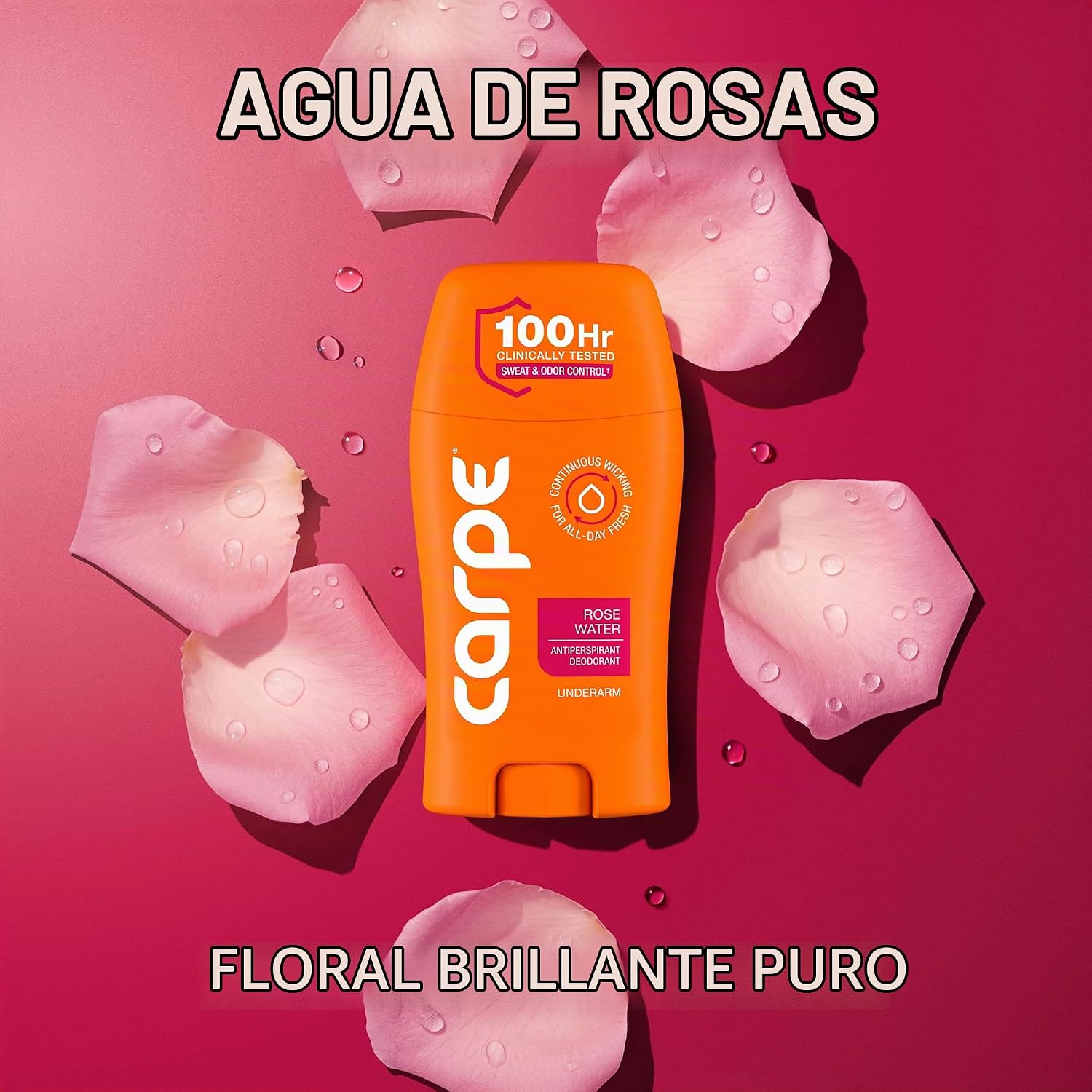 DESODORANTE ANTITRANSPIRANTE CARPE 100 HORAS PARA MUJER AGUA DE ROSAS PACK 2 - 3