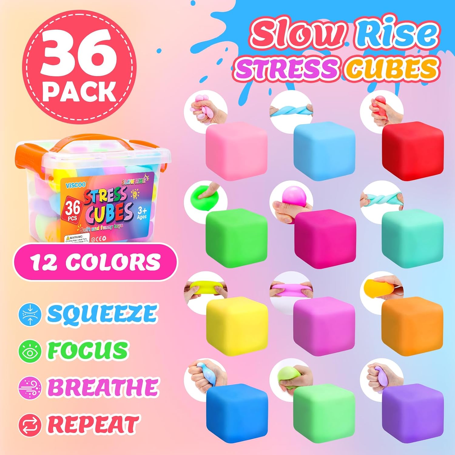 VISCOO SET 36 CUBOS ANTIESTRES SLOW RISING MULTICOLOR - 4