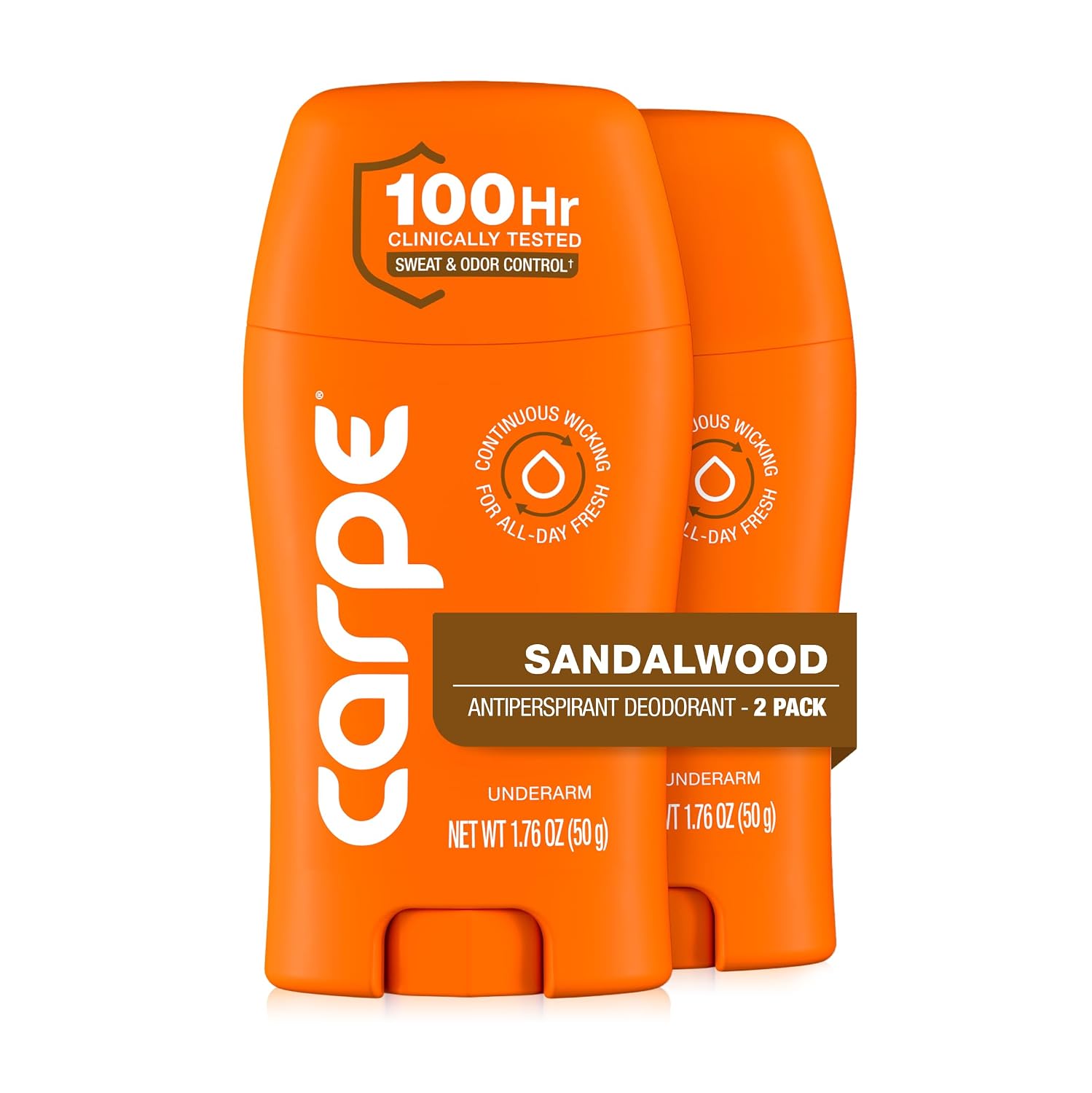 DESODORANTE ANTITRANSPIRANTE CARPE 100 HORAS PARA HOMBRE SÁNDALO PACK 2 - 1