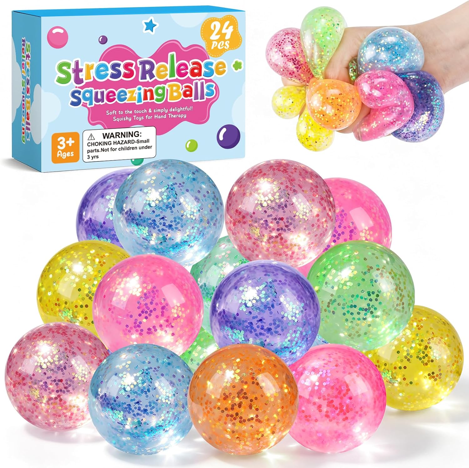PACK 24 SQUISHIES ANTIESTRES VESPRO COLORES SURTIDOS - 1