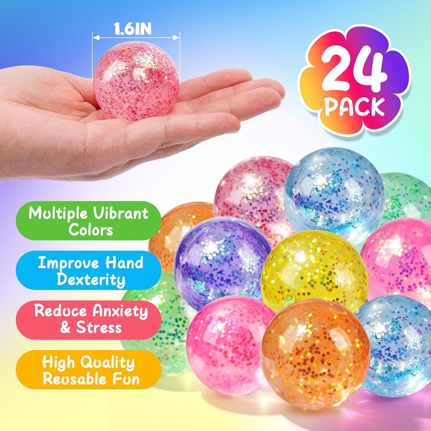 PACK 24 SQUISHIES ANTIESTRES VESPRO COLORES SURTIDOS - 2