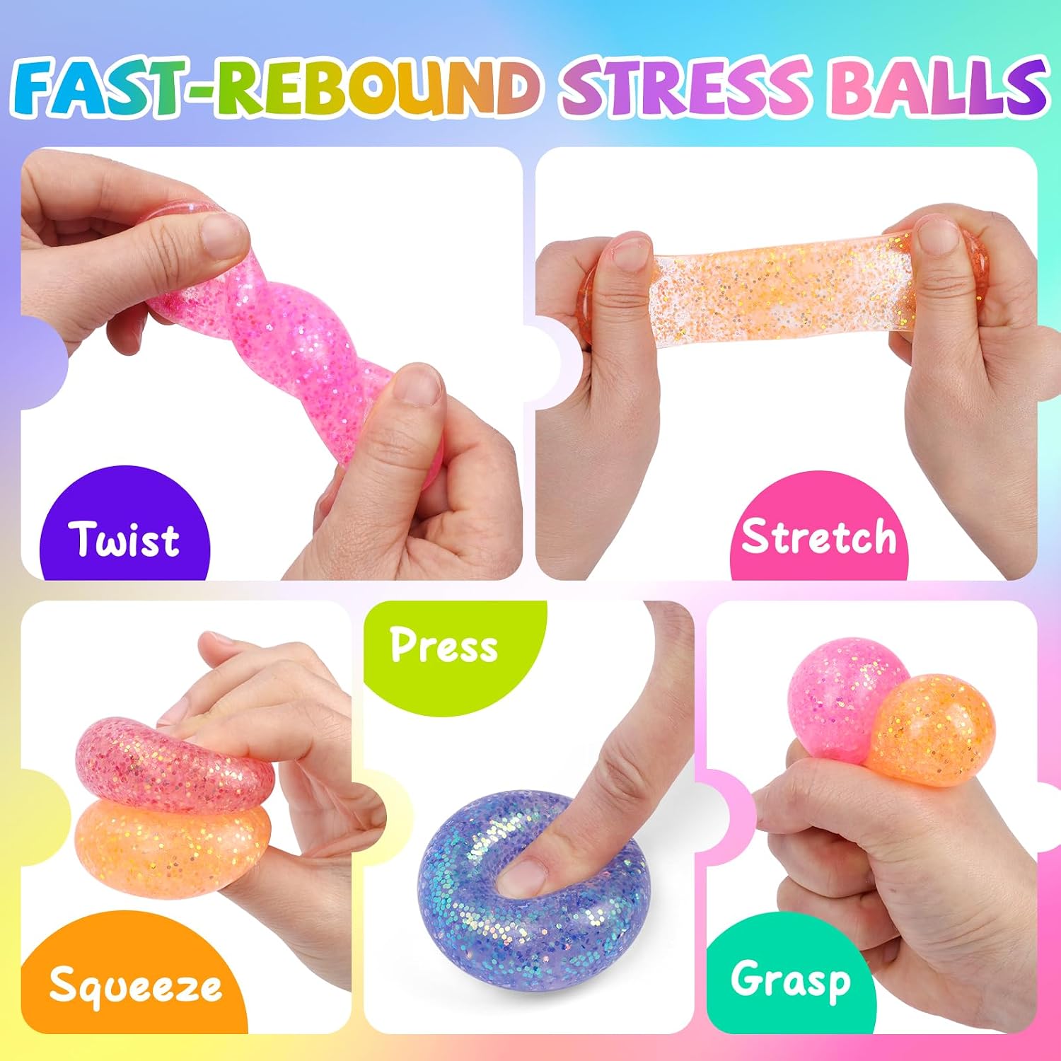 PACK 24 SQUISHIES ANTIESTRES VESPRO COLORES SURTIDOS - 3