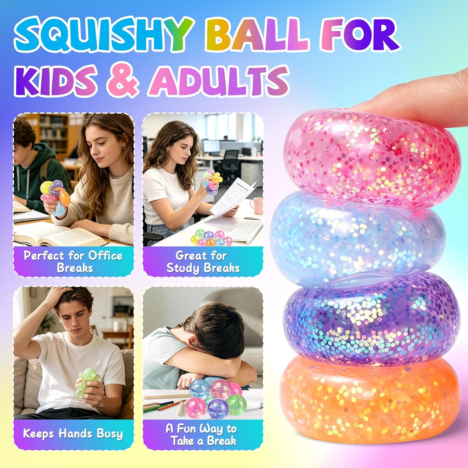 PACK 24 SQUISHIES ANTIESTRES VESPRO COLORES SURTIDOS - 5