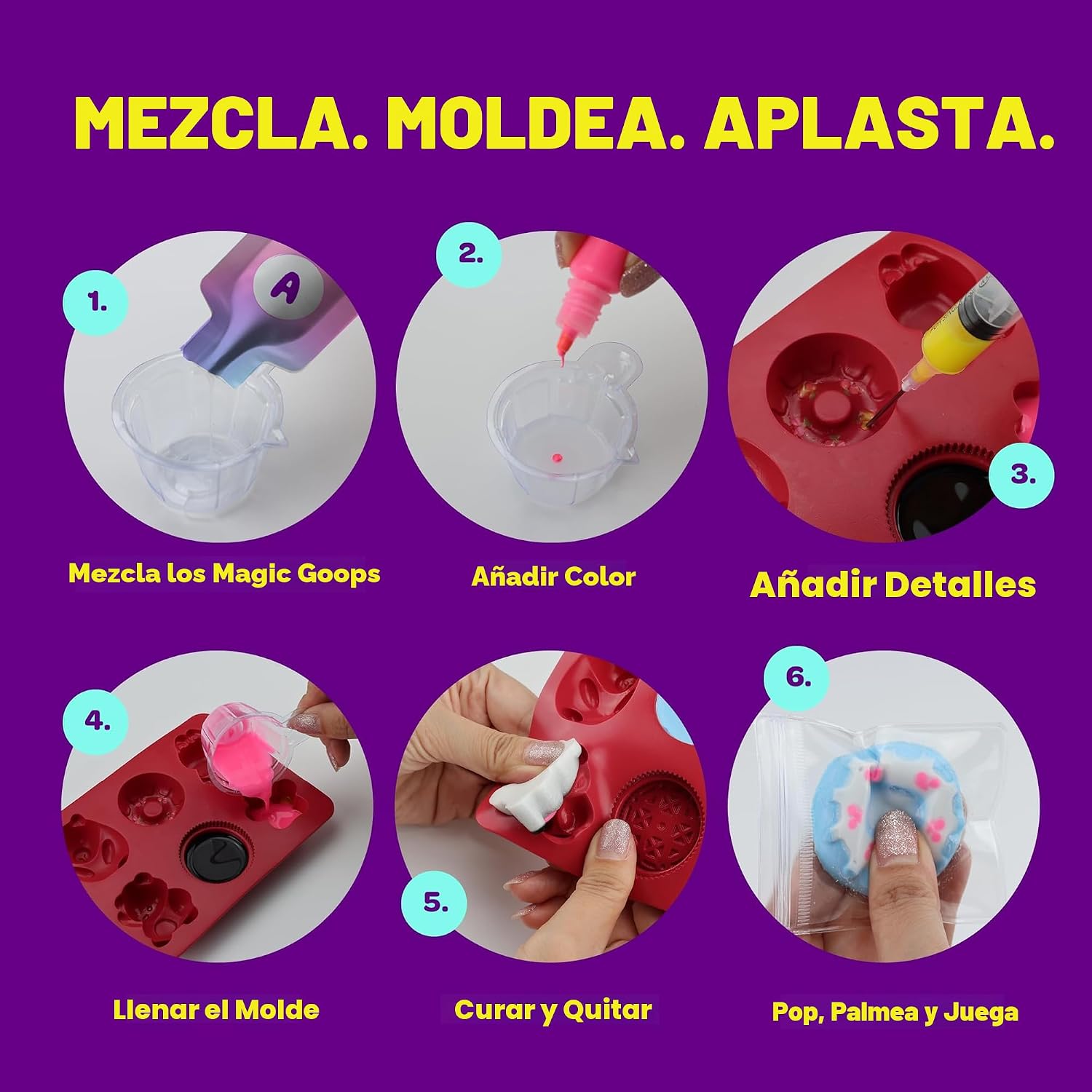 KIT PARA HACER SQUISHIES TABA DANYDARCI CON 6 MOLDES DE PERSONAJES - 2