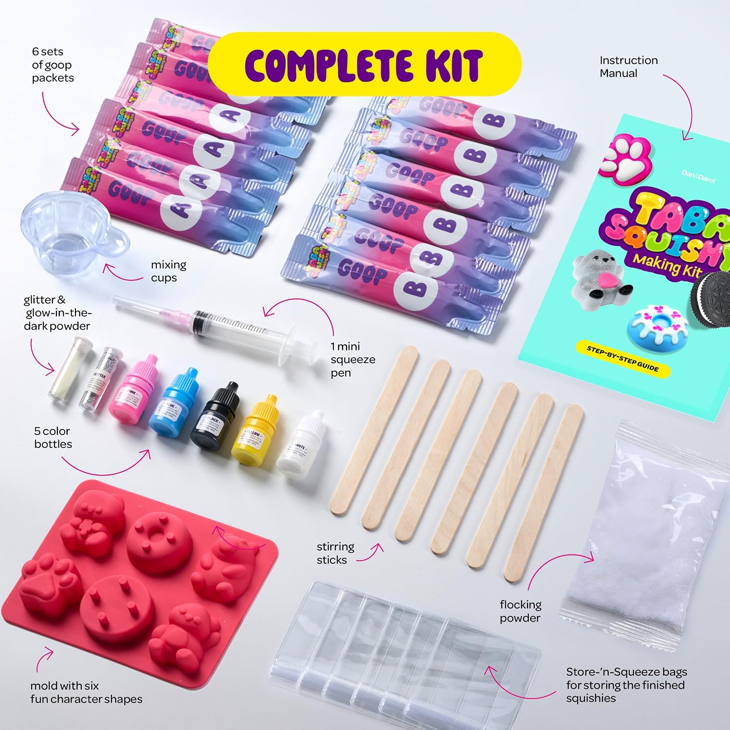 KIT PARA HACER SQUISHIES TABA DANYDARCI CON 6 MOLDES DE PERSONAJES - 4