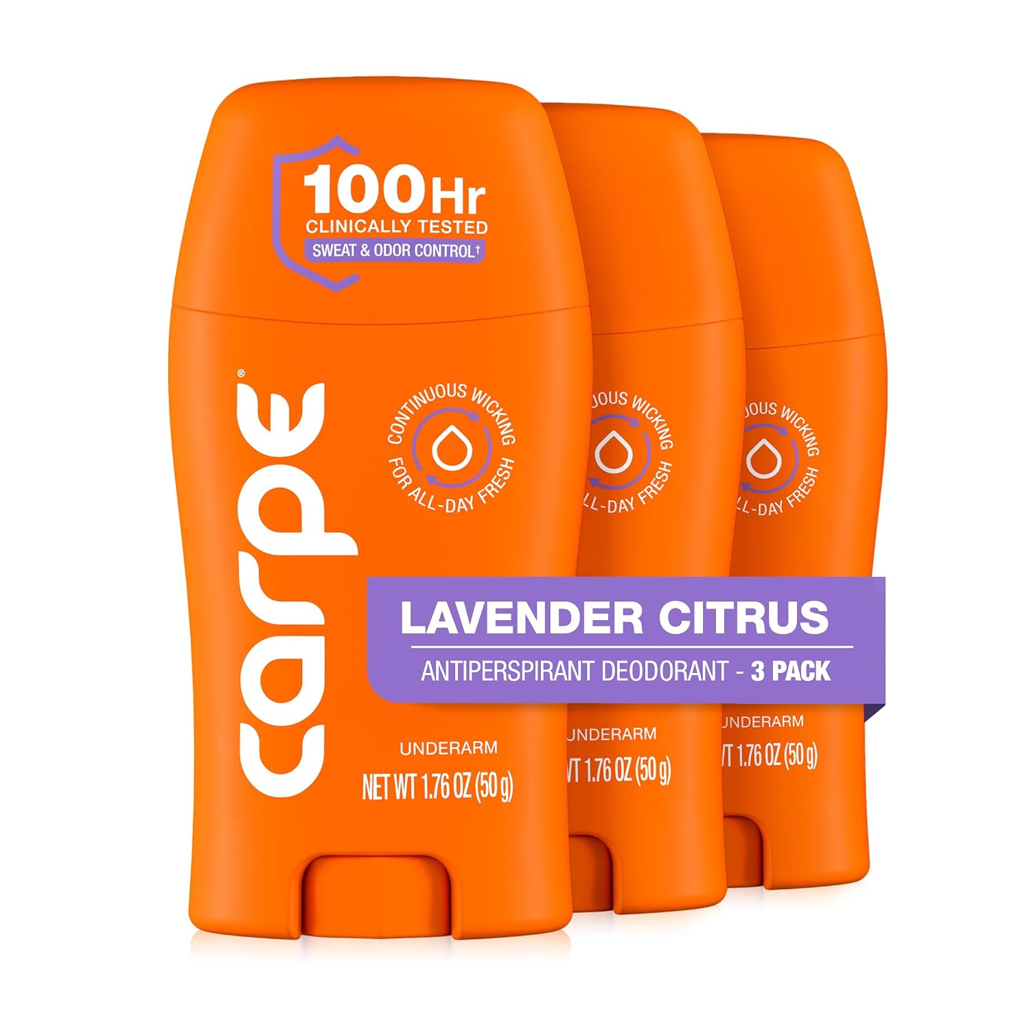 DESODORANTE ANTIPERSPIRANTE CARPE 100 HORAS PARA MUJER LAVANDA CÍTRICO PACK 3 - 1