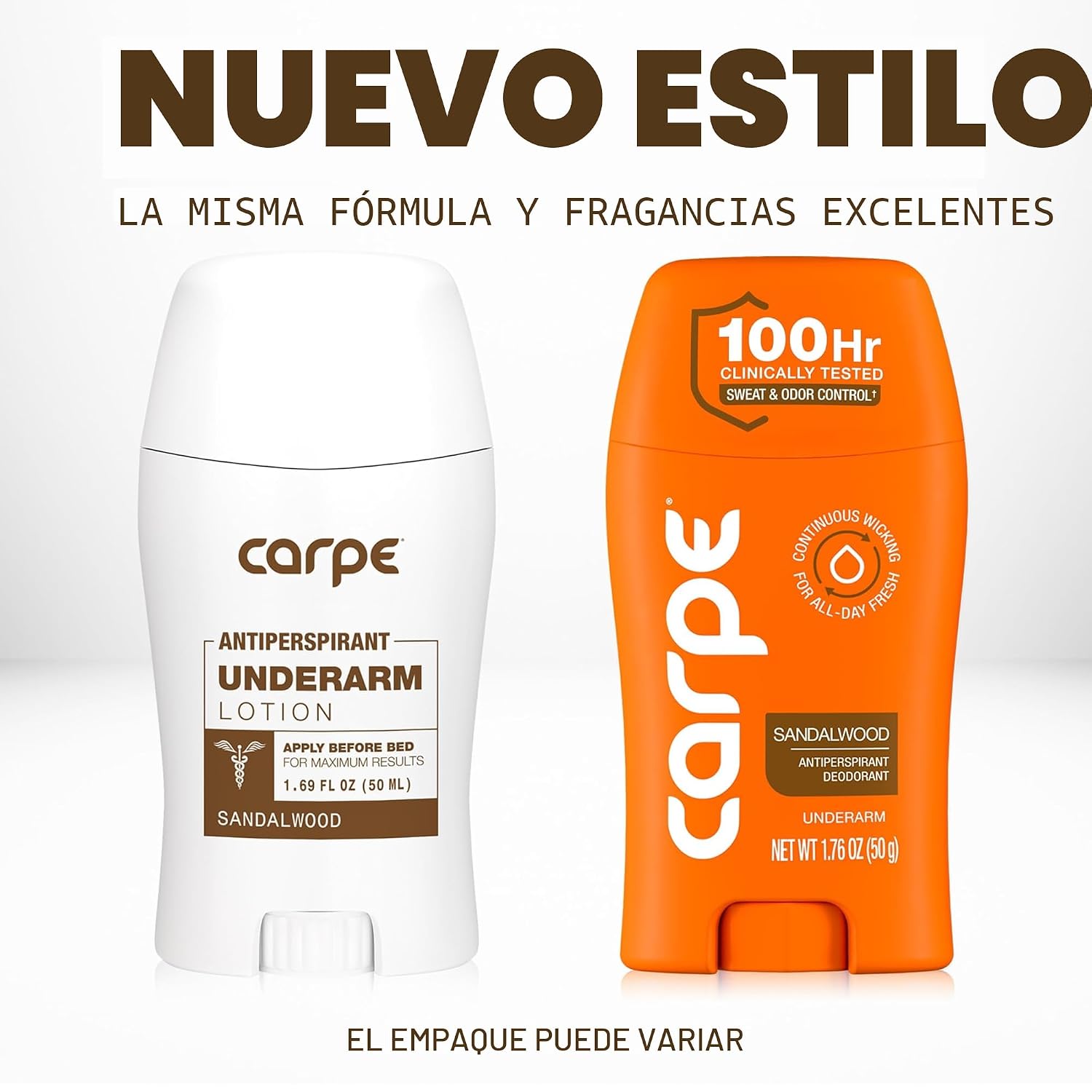 DESODORANTE ANTITRANSPIRANTE CARPE 100 HORAS PARA HOMBRE SÁNDALO PACK 3 - 2