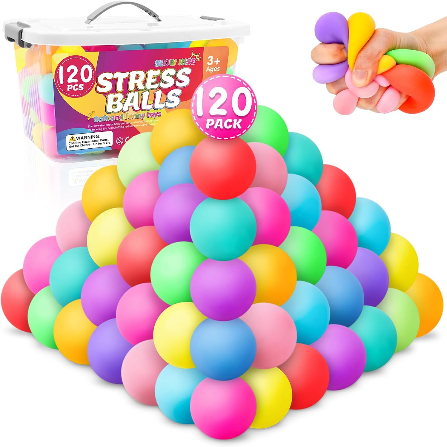 SET DE 120 PELOTAS ANTIESTRÉS VISCOO SLOW RISING MULTICOLOR - 1