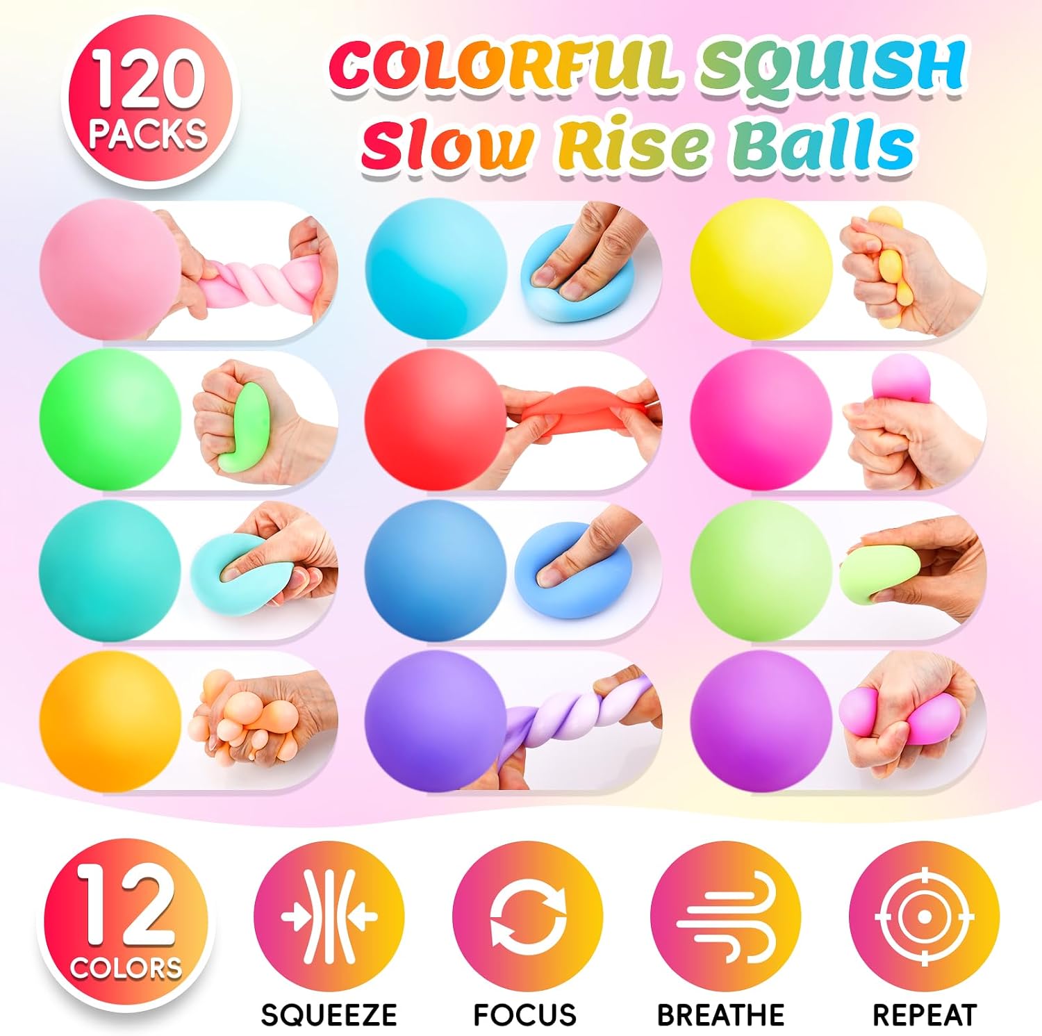 SET DE 120 PELOTAS ANTIESTRÉS VISCOO SLOW RISING MULTICOLOR - 4