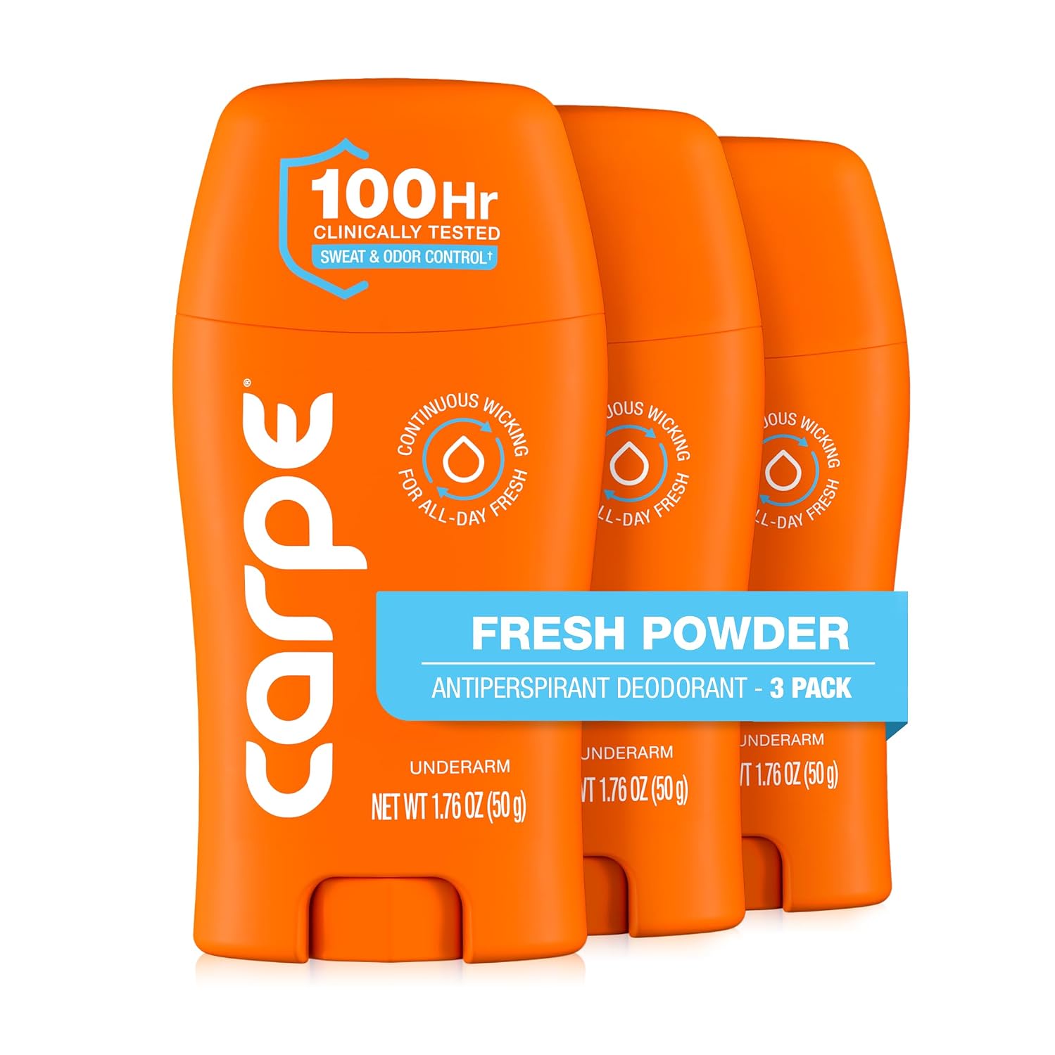 DESODORANTE CARPE 100 HORAS FRESH POWDER PACK 3 UNIDADES - 1