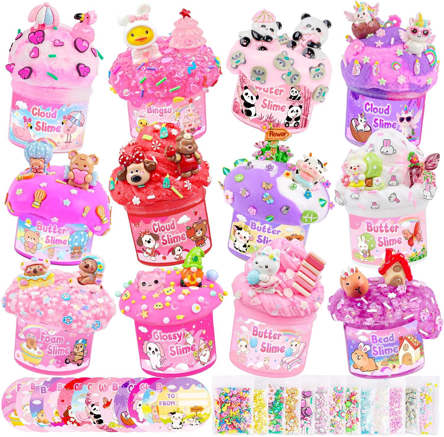 KIT DE SLIME 12 PIEZAS ROSA LAWOHO BUTTER CLOUD SQUISHY - 1