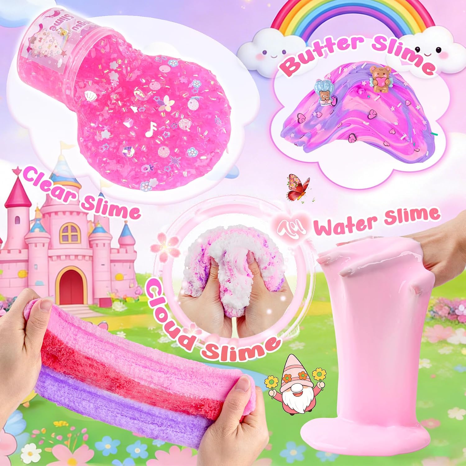 KIT DE SLIME 12 PIEZAS ROSA LAWOHO BUTTER CLOUD SQUISHY - 4