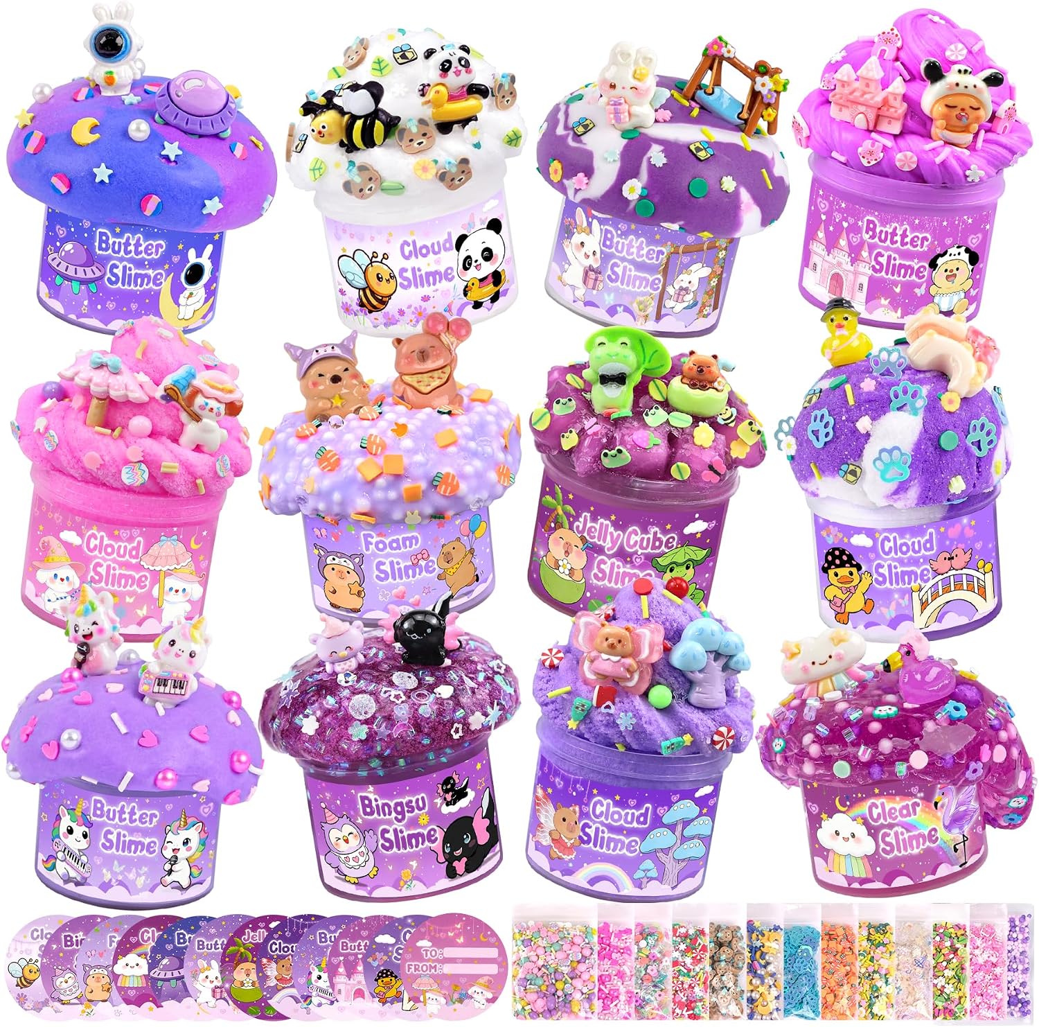 KIT DE SLIME LAWOHO 12 PIEZAS PÚRPURA BUTTER CLOUD - 1