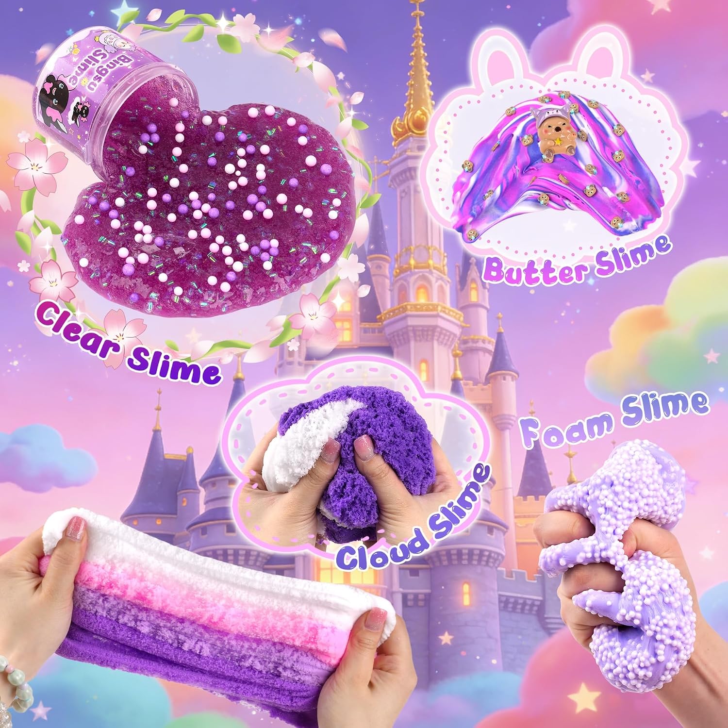 KIT DE SLIME LAWOHO 12 PIEZAS PÚRPURA BUTTER CLOUD - 3