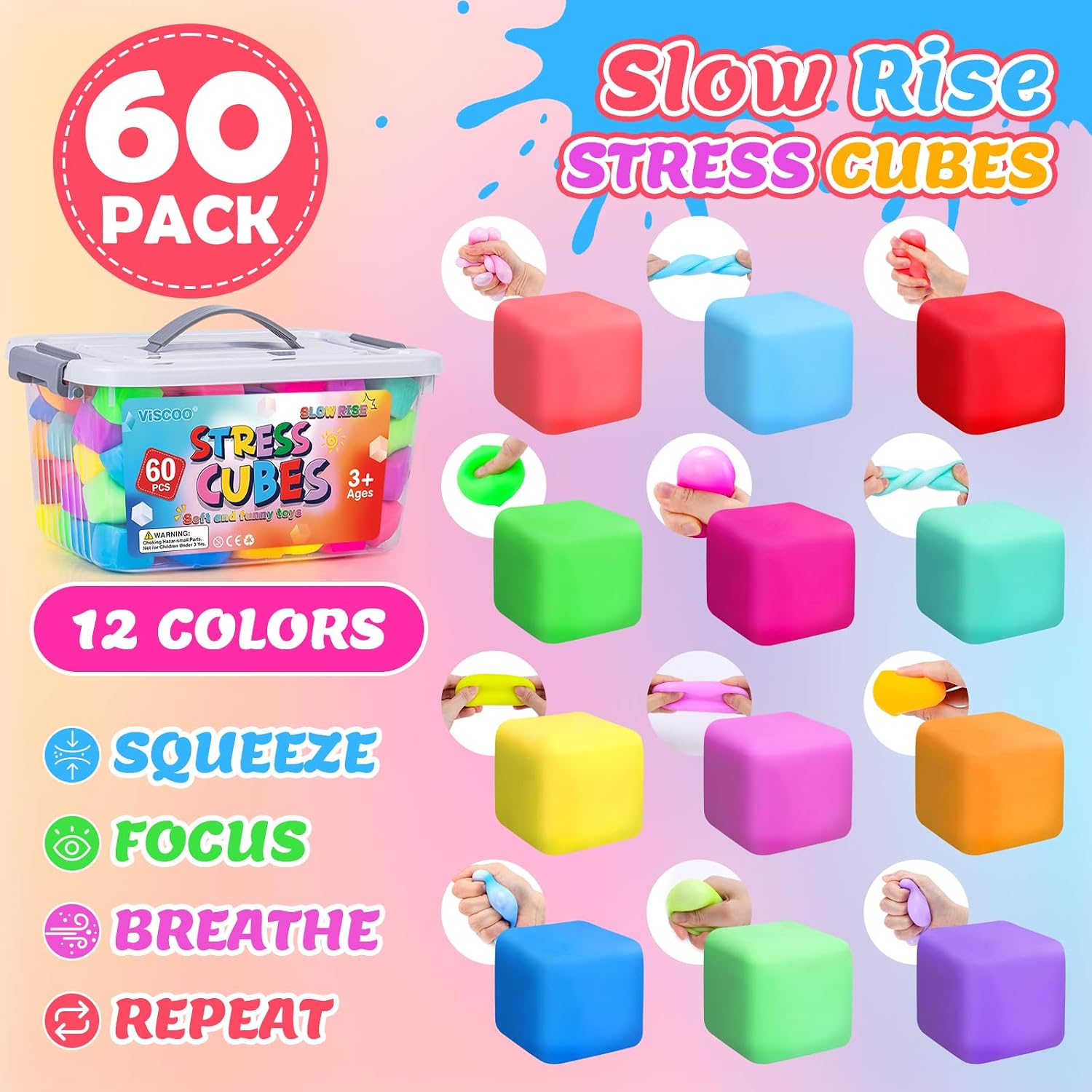 SET DE 60 CUBOS ANTIESTRES VISCOO COLORES VARIADOS - 4
