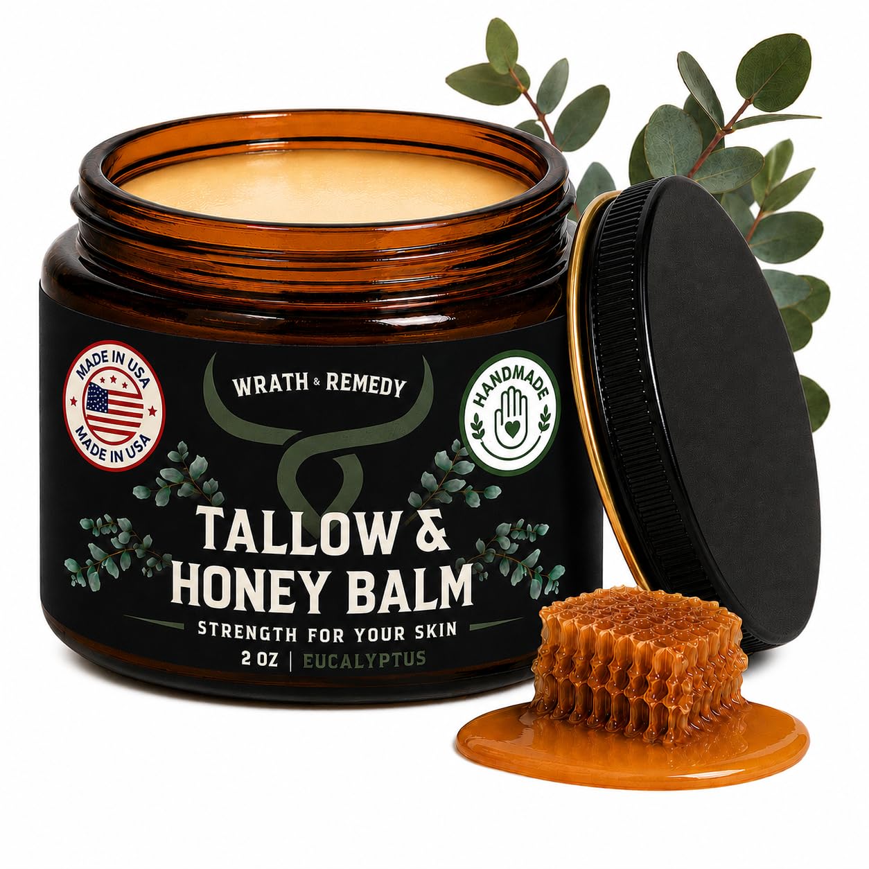 BÁLSAMO CONCENTRADO DE SEBO DE RES WRATH Y REMEDY CON EUCALIPTO, 2 OZ - 1