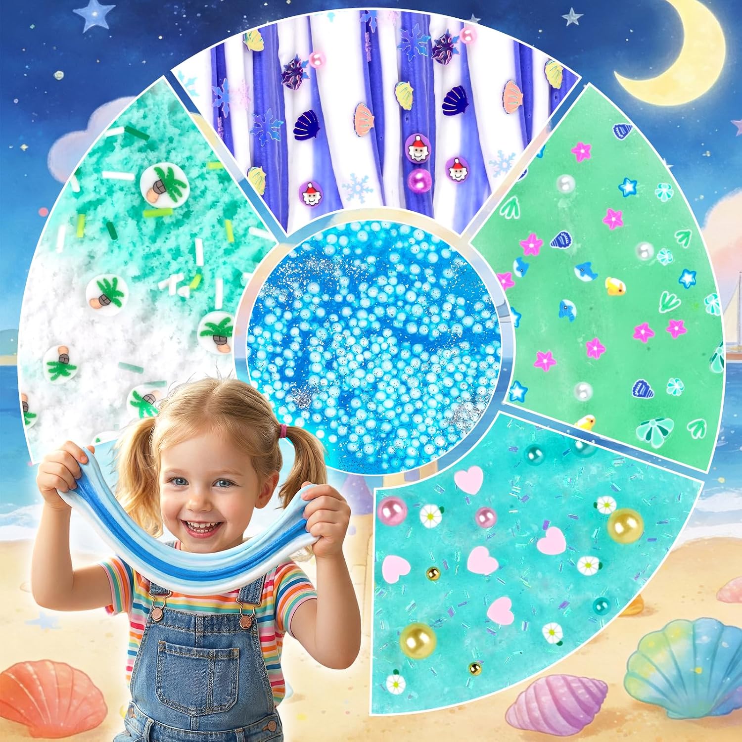 KIT DE SLIME AZUL 12 PIEZAS LAWOHO CON TEXTURAS VARIADAS Y ACCESORIOS - 4