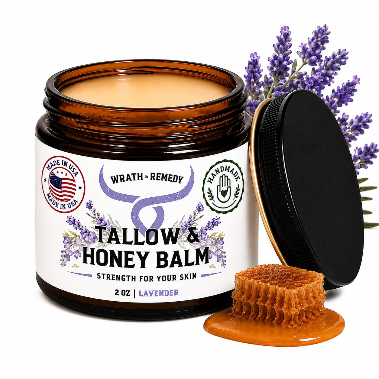 BÁLSAMO CONCENTRADO DE SEBO DE RES WRATH Y REMEDY CON LAVANDA, 2 OZ - 1