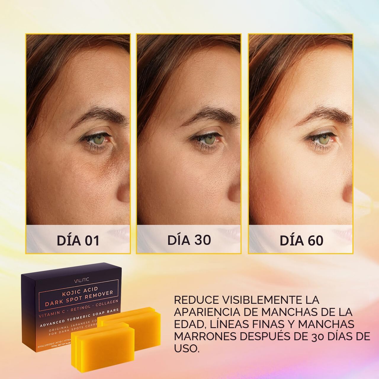 JABÓN EN BARRA VALITIC ÁCIDO KÓJICO Y CÚRCUMA REMOVEDOR DE MANCHAS, PACK 4 UNIDADES - 2