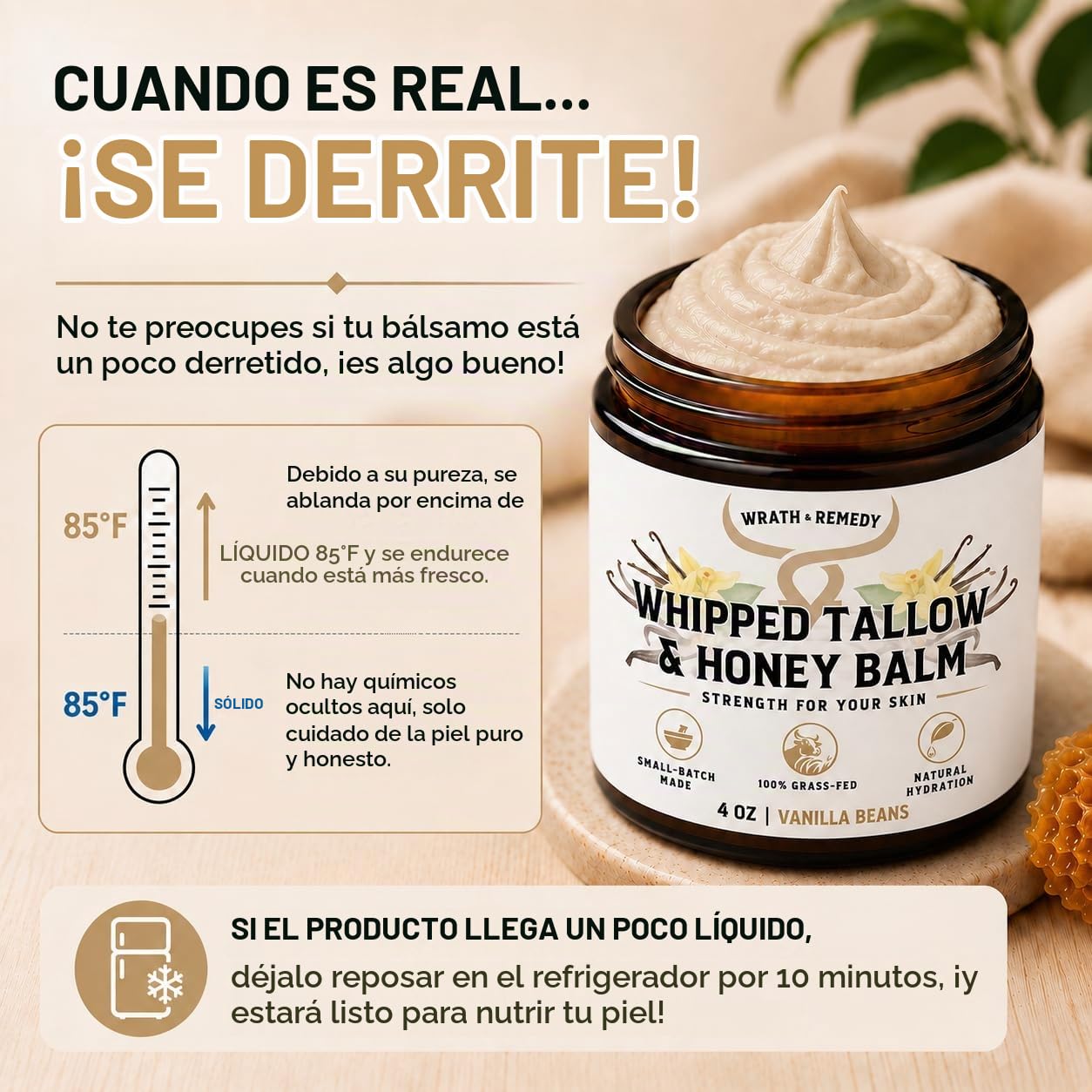 BÁLSAMO CORPORAL WRATH Y REMEDY SEBO DE RES ORGÁNICO VAINILLA 4 OZ - 2