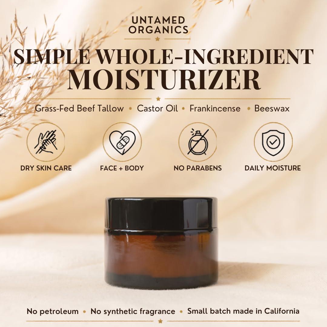 BÁLSAMO UNTAMED ORGANICS DE SEBO DE RES GRASS-FED CON ACEITE DE RICINO E INCIENSO 2 OZ - 2