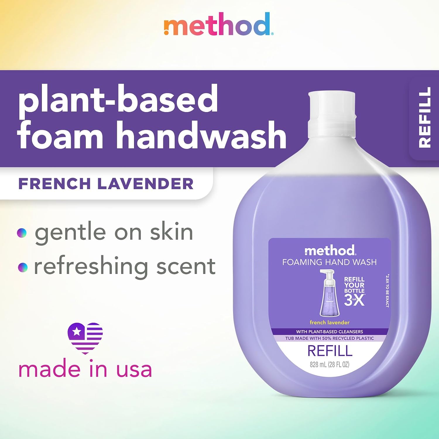 JABĂN DE MANOS ESPUMOSO METHOD LAVANDA FRANCESA RECARGA 28 OZ - 2