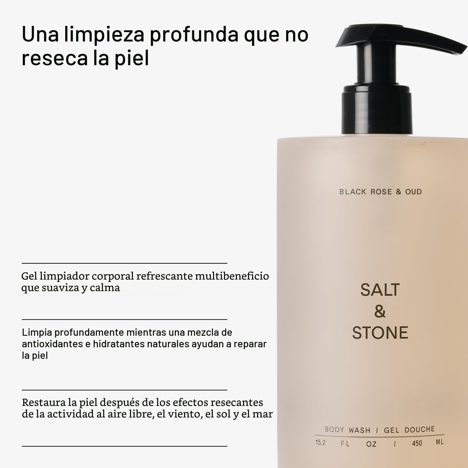 GEL DE DUCHA SALT Y STONE BLACK ROSE Y OUD 15.2 FL OZ - 5